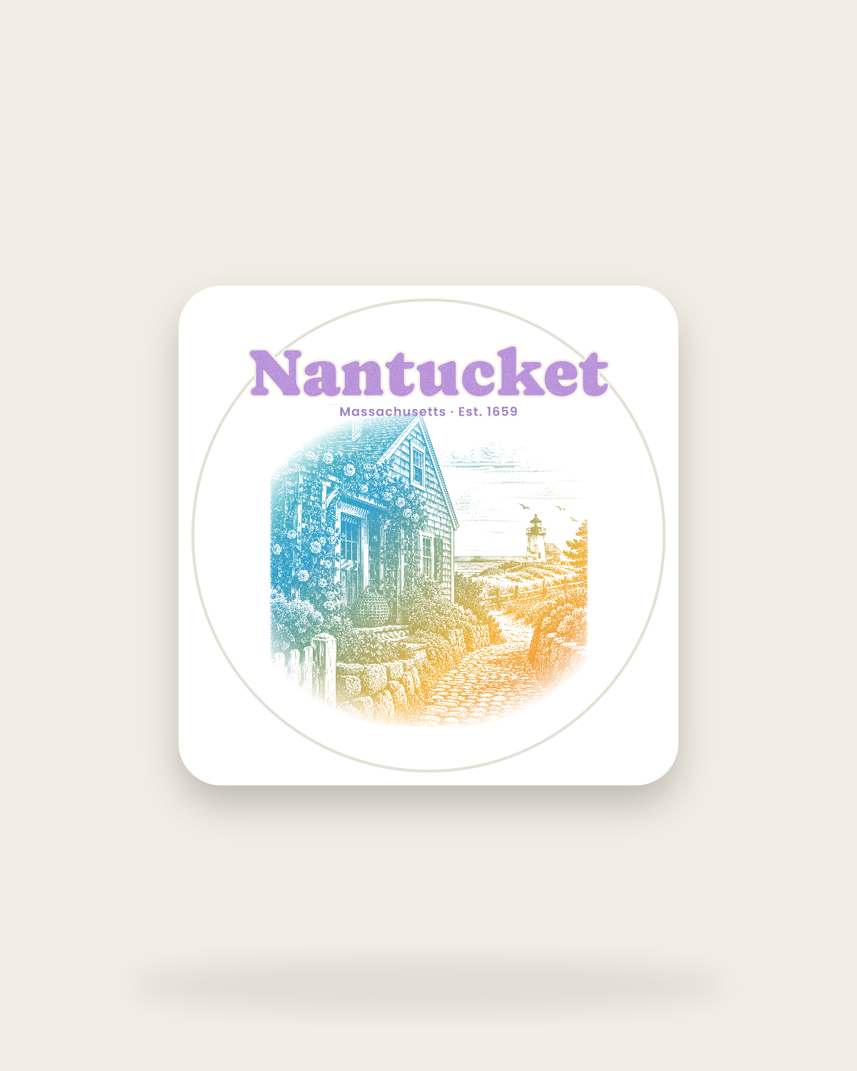 Nantucket Rose Cottage Kiss-Cut Sticker in White