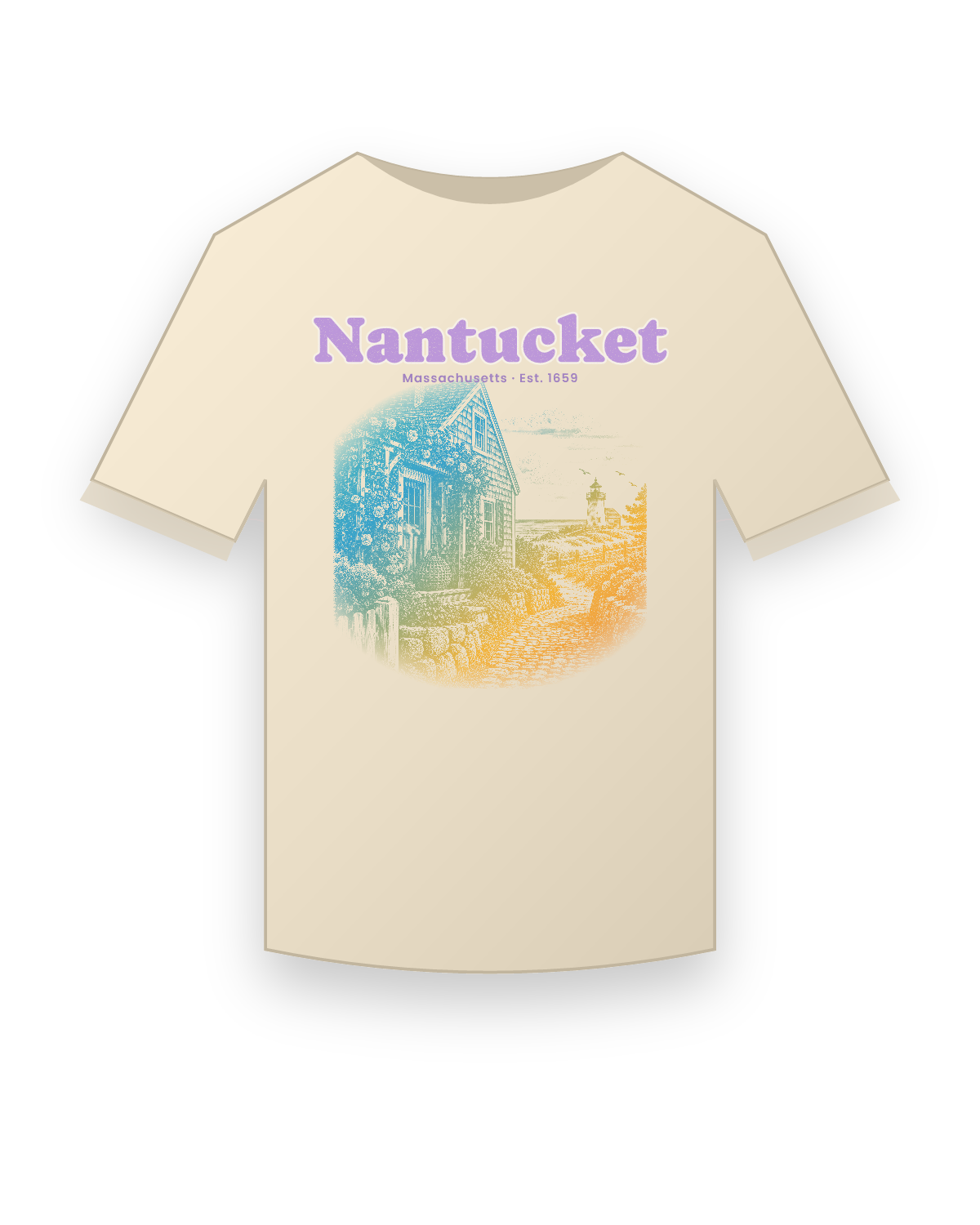 Nantucket Rose Cottage Classic Tee in Natural