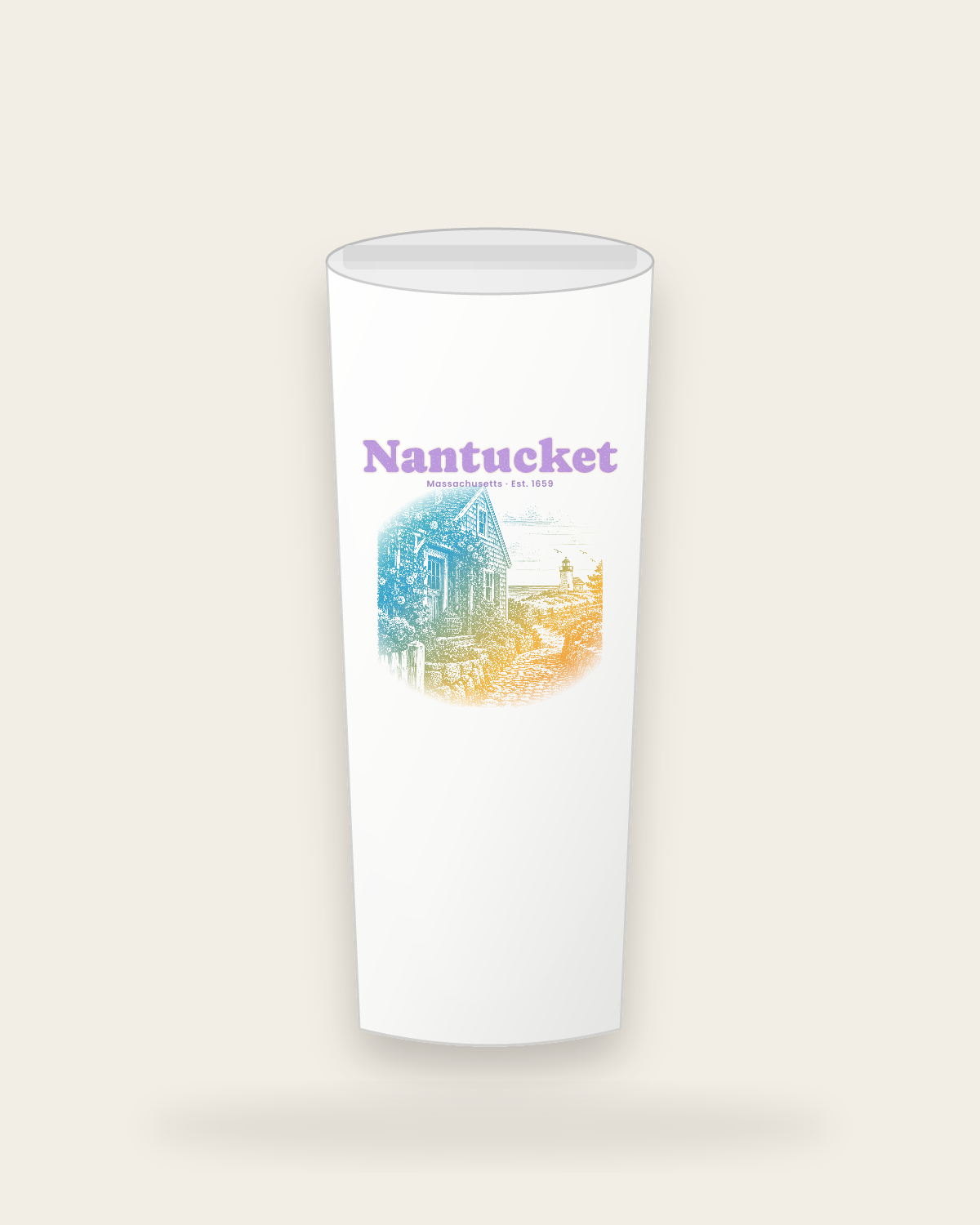 Nantucket Rose Cottage Insulated Tumbler 20oz in White