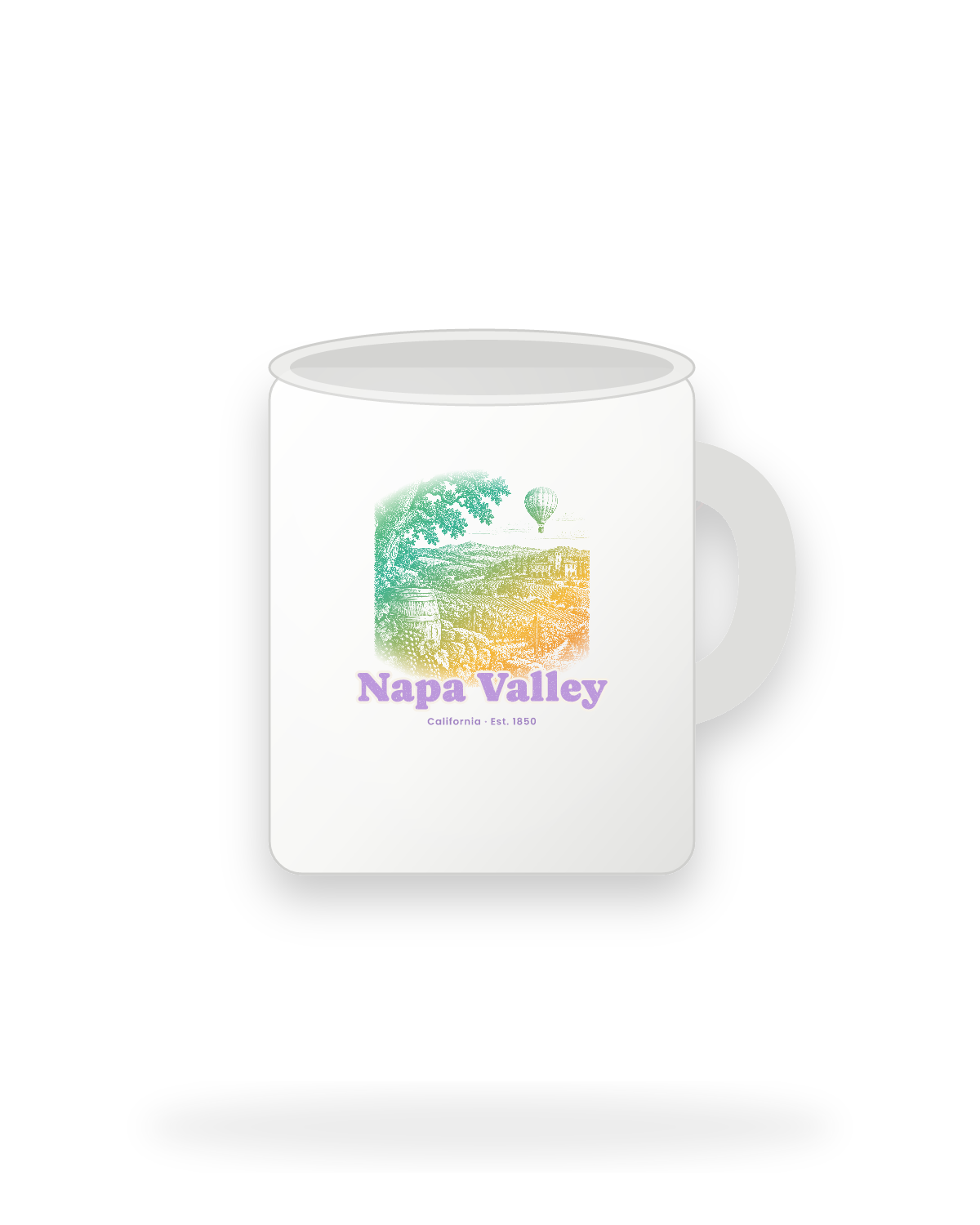 Napa Valley Vineyard Balloon Ceramic Mug 11oz in White