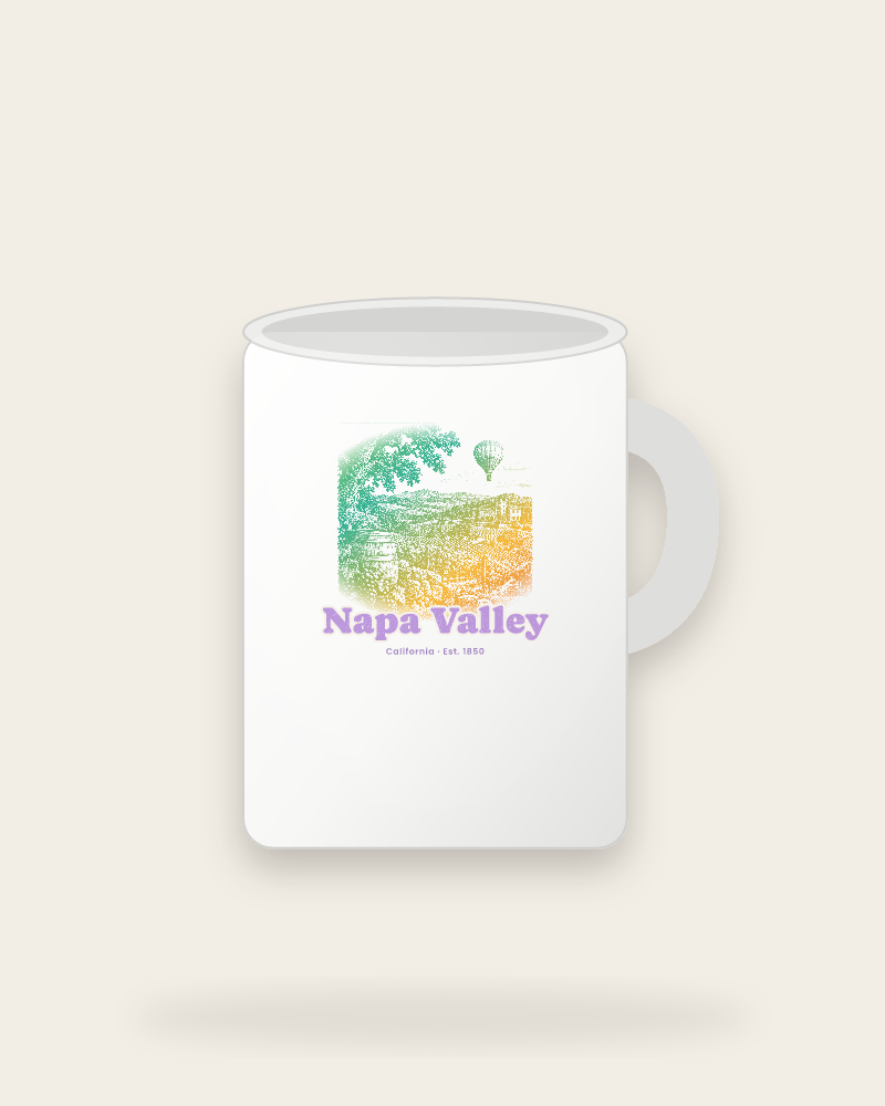 Napa Valley Vineyard Balloon Ceramic Mug 15oz