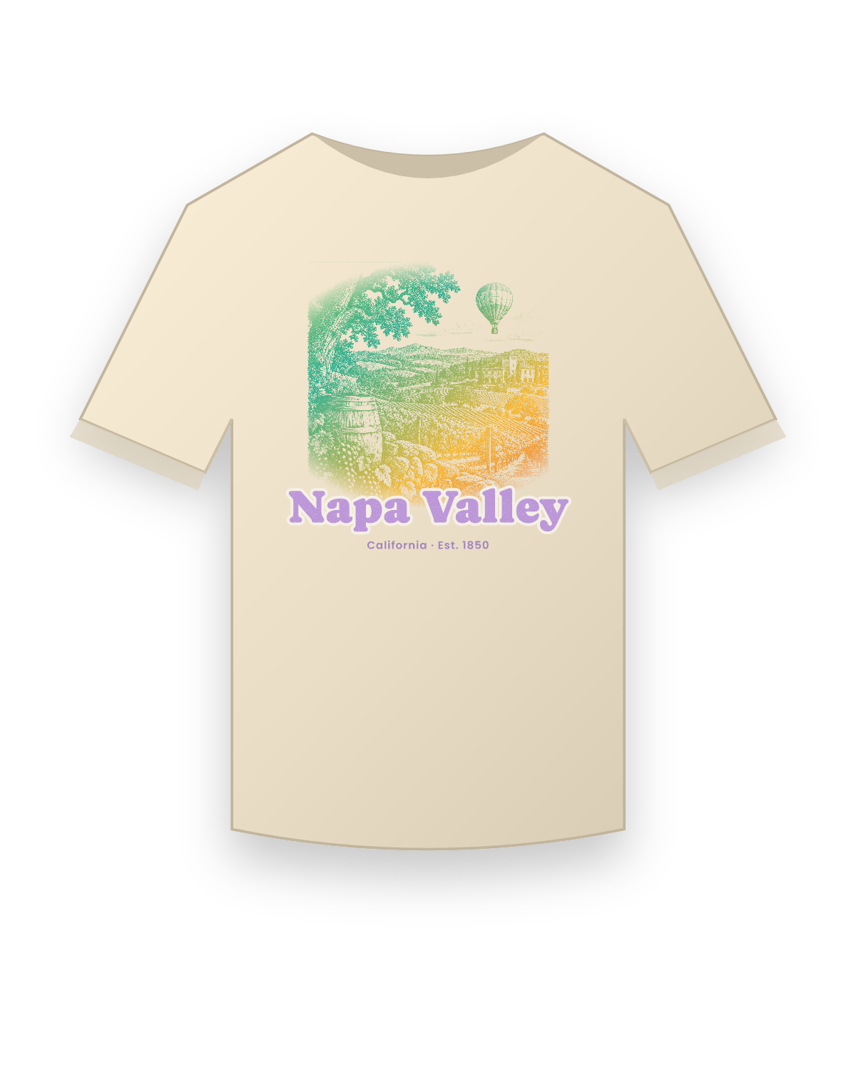 Napa Valley Vineyard Balloon Classic Tee in Natural