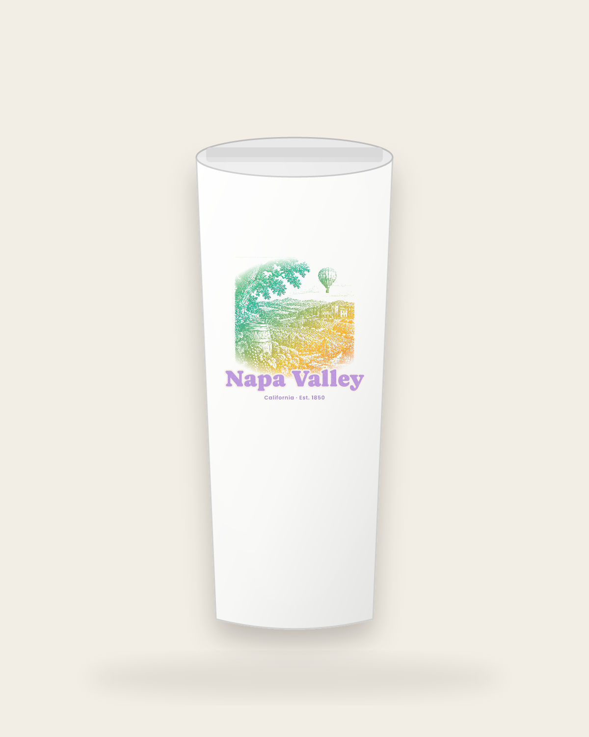 Napa Valley Vineyard Balloon Insulated Tumbler 20oz in White