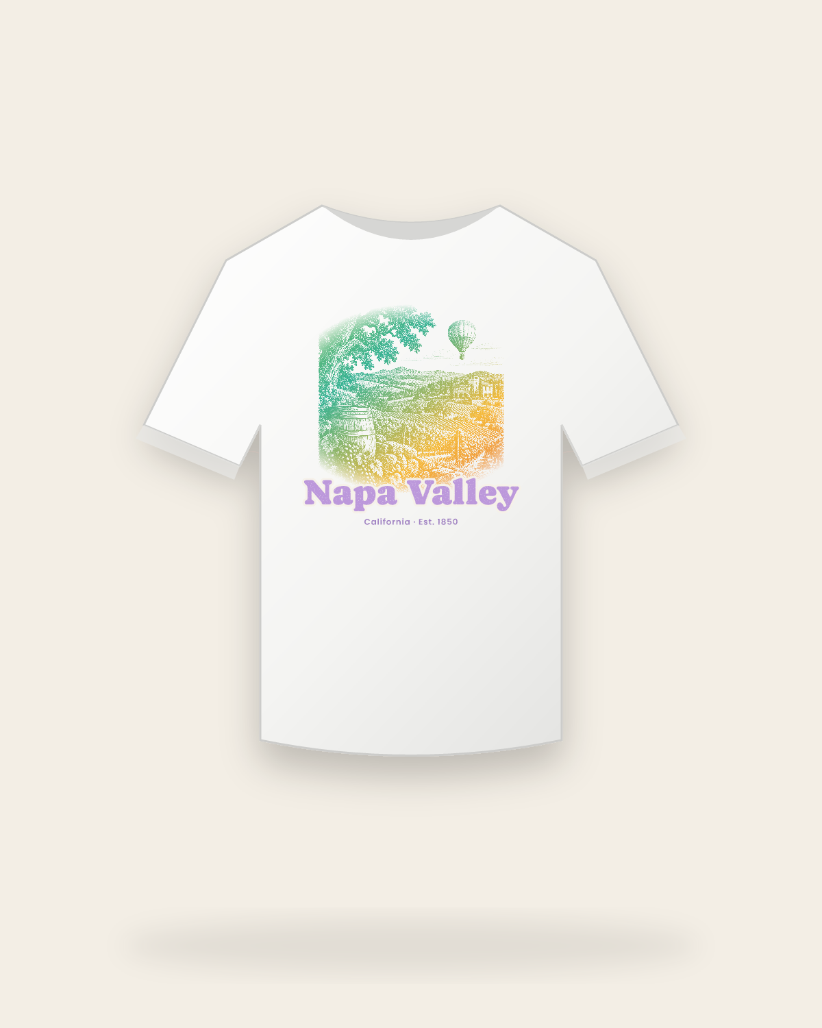 Napa Valley Vineyard Balloon Youth Tee in White