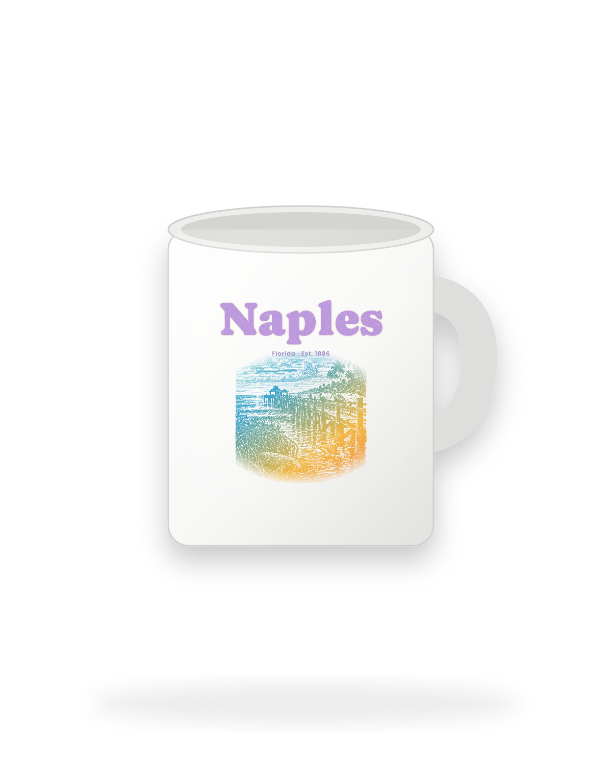 Naples Pier Pelicans Ceramic Mug 11oz in White
