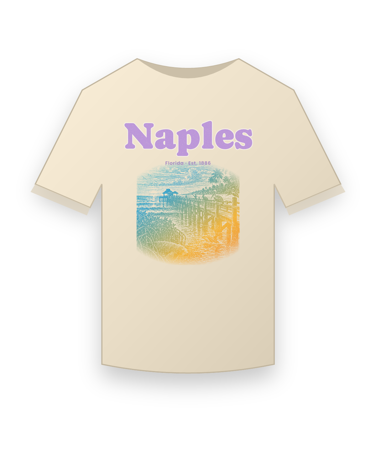 Naples Pier Pelicans Organic Cotton Tee in Natural