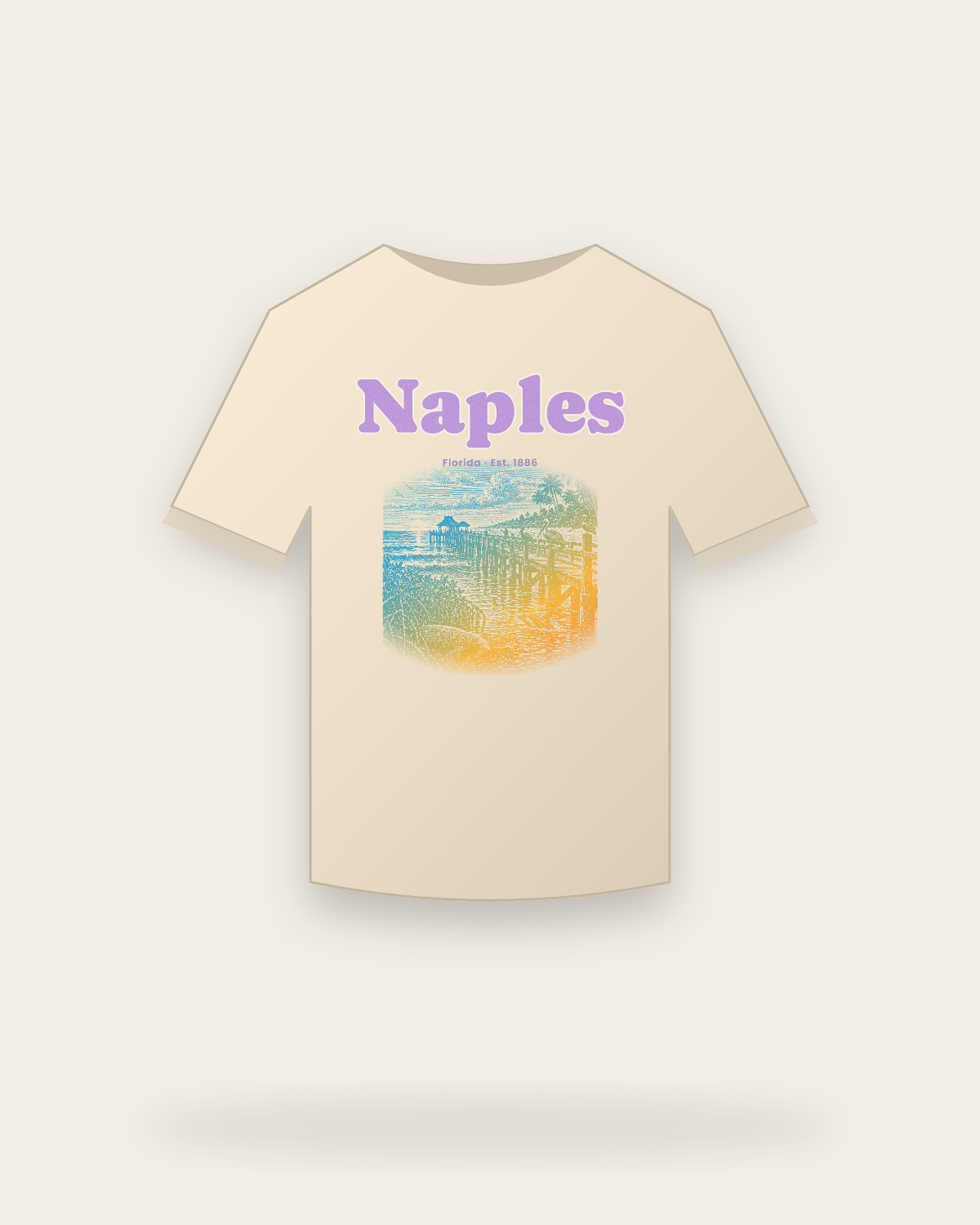 Naples Pier Pelicans Classic Tee in Natural