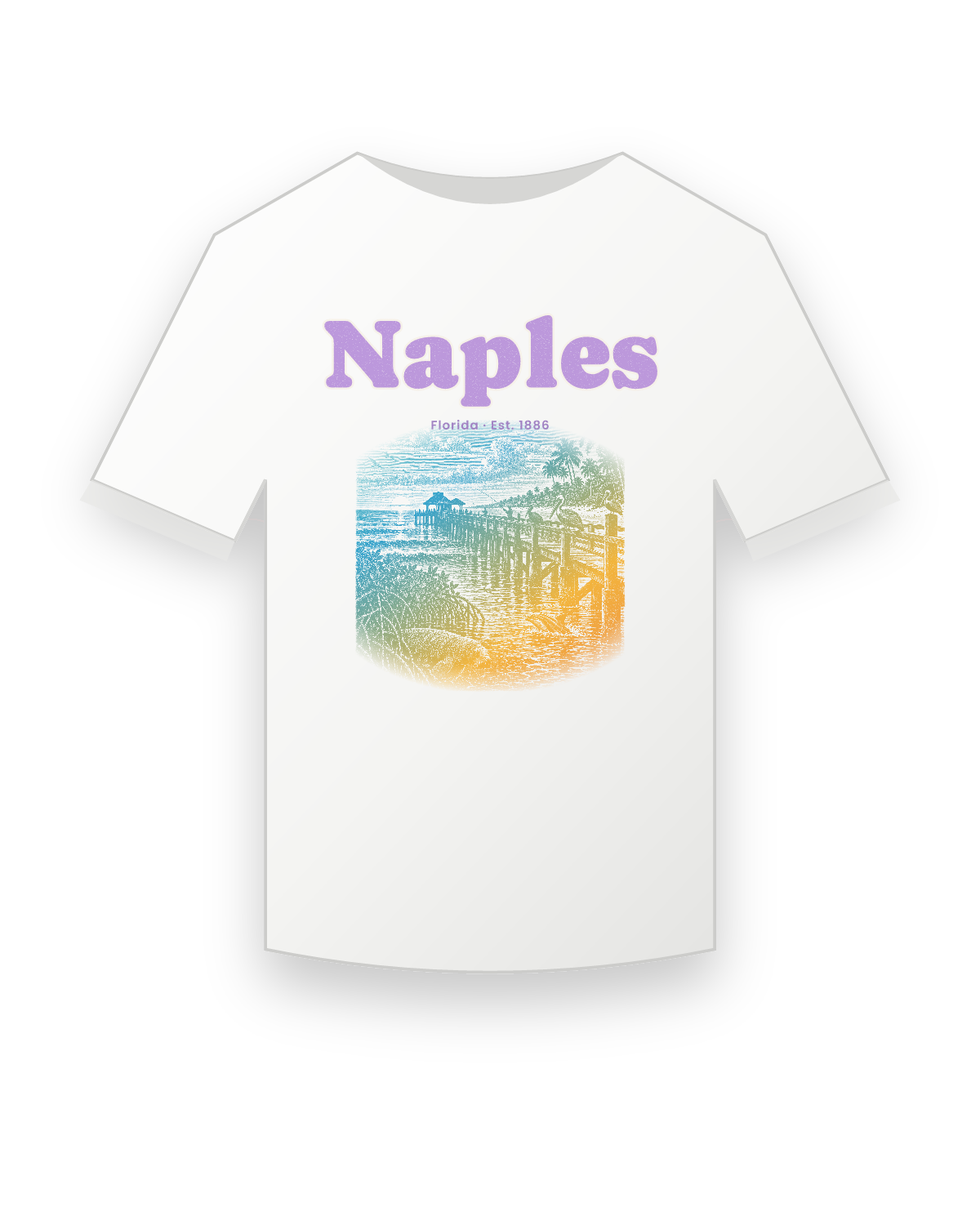 Naples Pier Pelicans Youth Tee in White