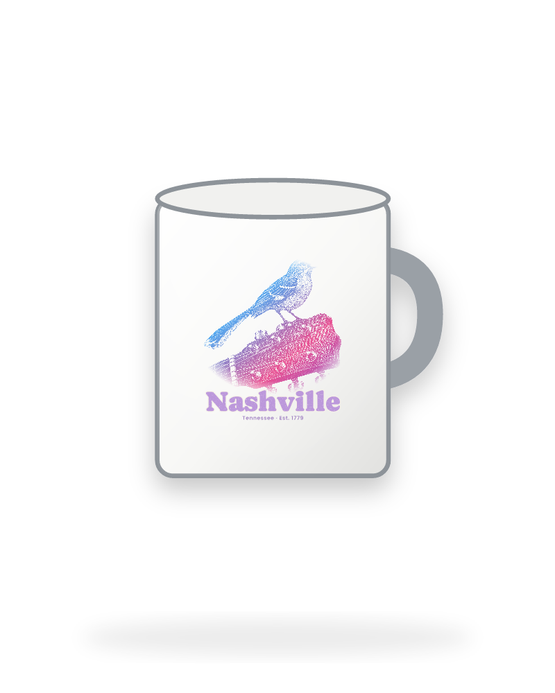 Nashville Mockingbird & Guitar Enamel Camp Mug