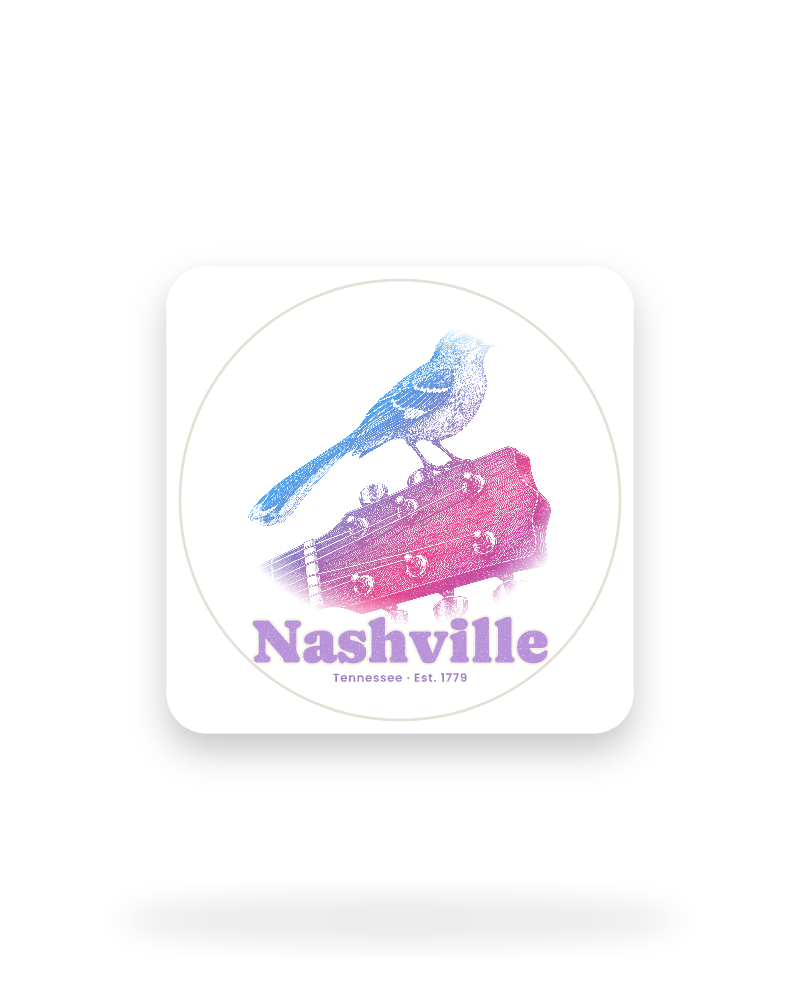 Nashville Mockingbird & Guitar Kiss-Cut Sticker