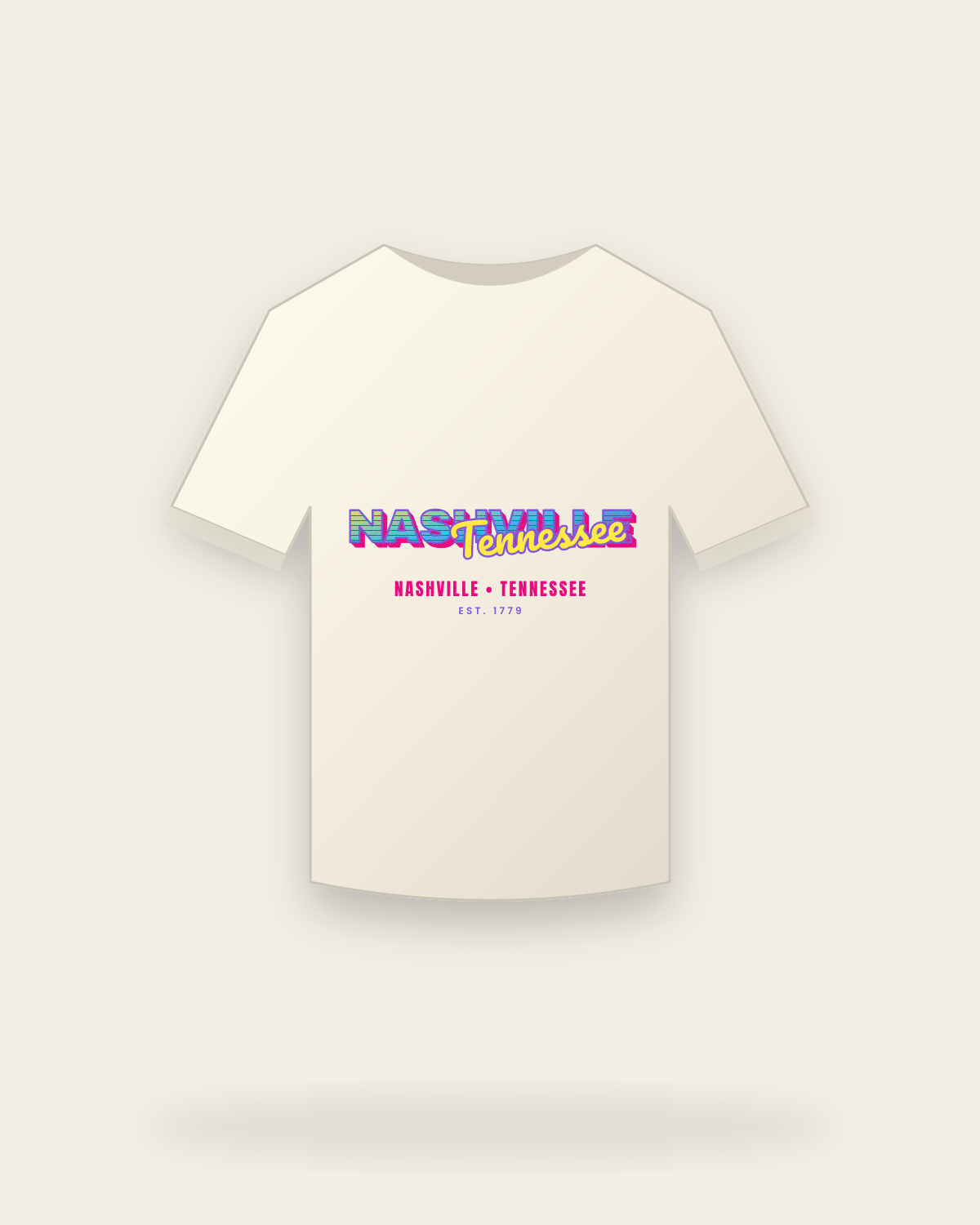 Nashville Music TV Vintage Wash Tee in Ivory