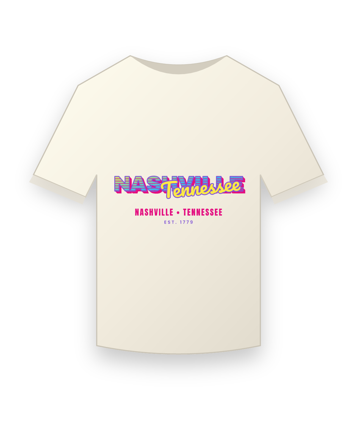 Nashville Music TV Vintage Wash Tee in Ivory