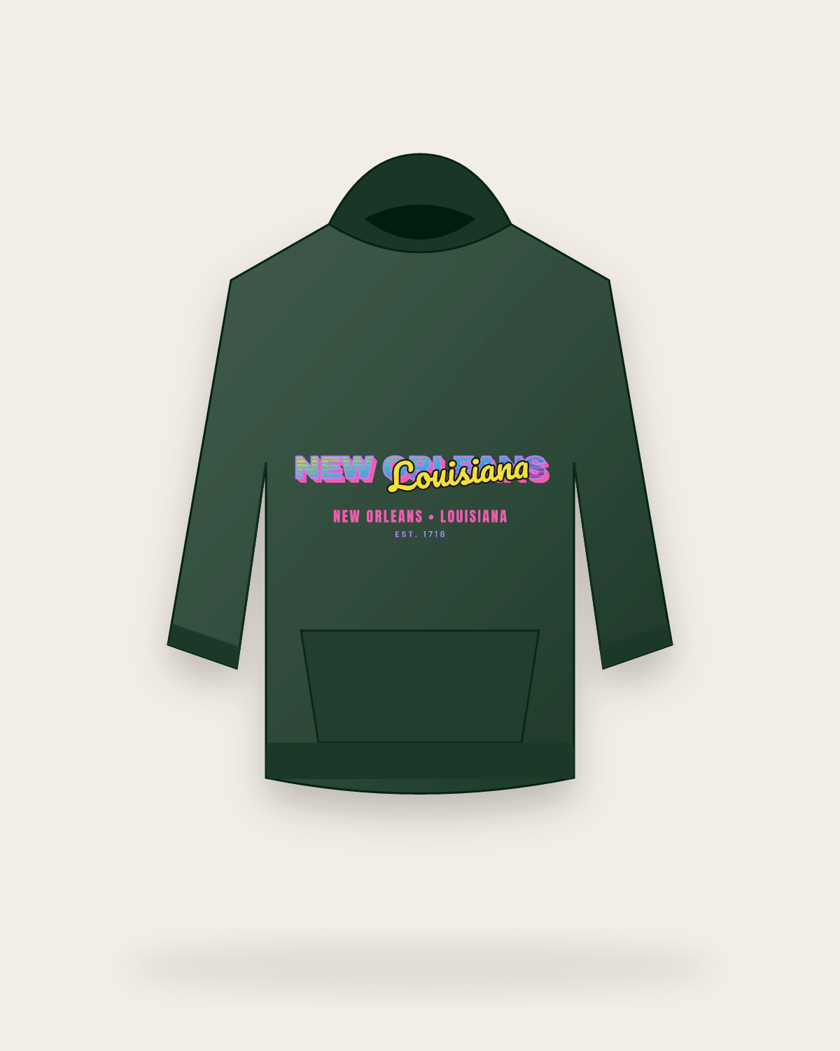 New Orleans Music TV Hooded Sweatshirt in Forest Green