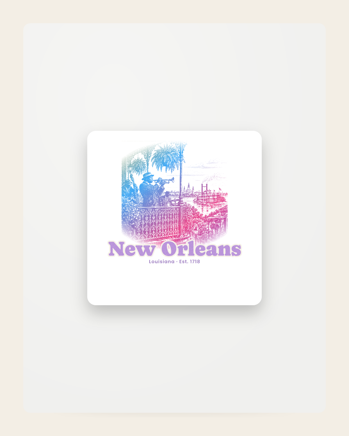 New Orleans Balcony Jazz Fridge Magnet in White