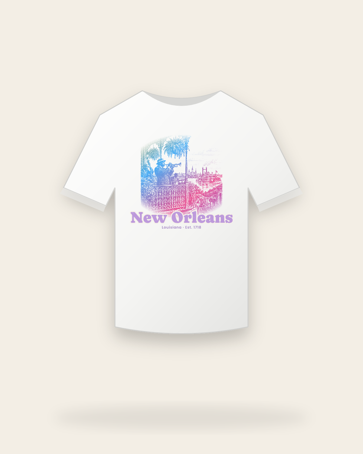 New Orleans Balcony Jazz Youth Tee in White