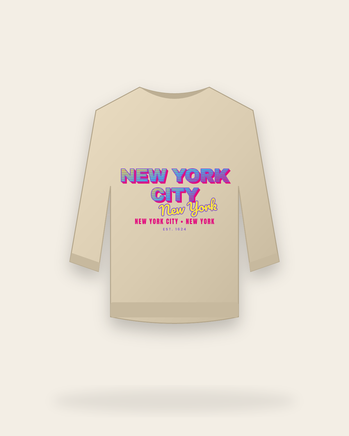 New York City Music TV Crewneck Sweatshirt in Sand