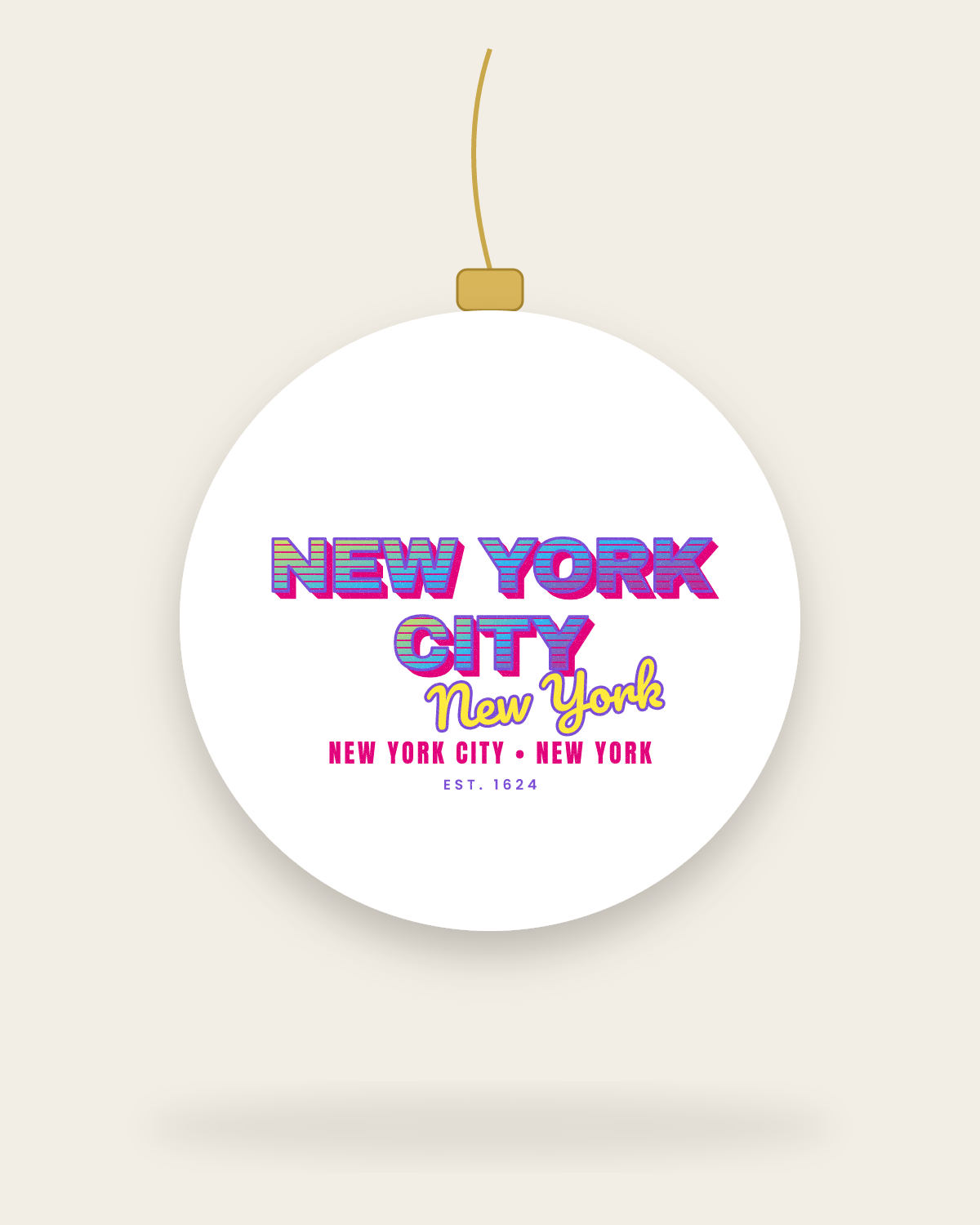 New York City Music TV Ceramic Ornament in White