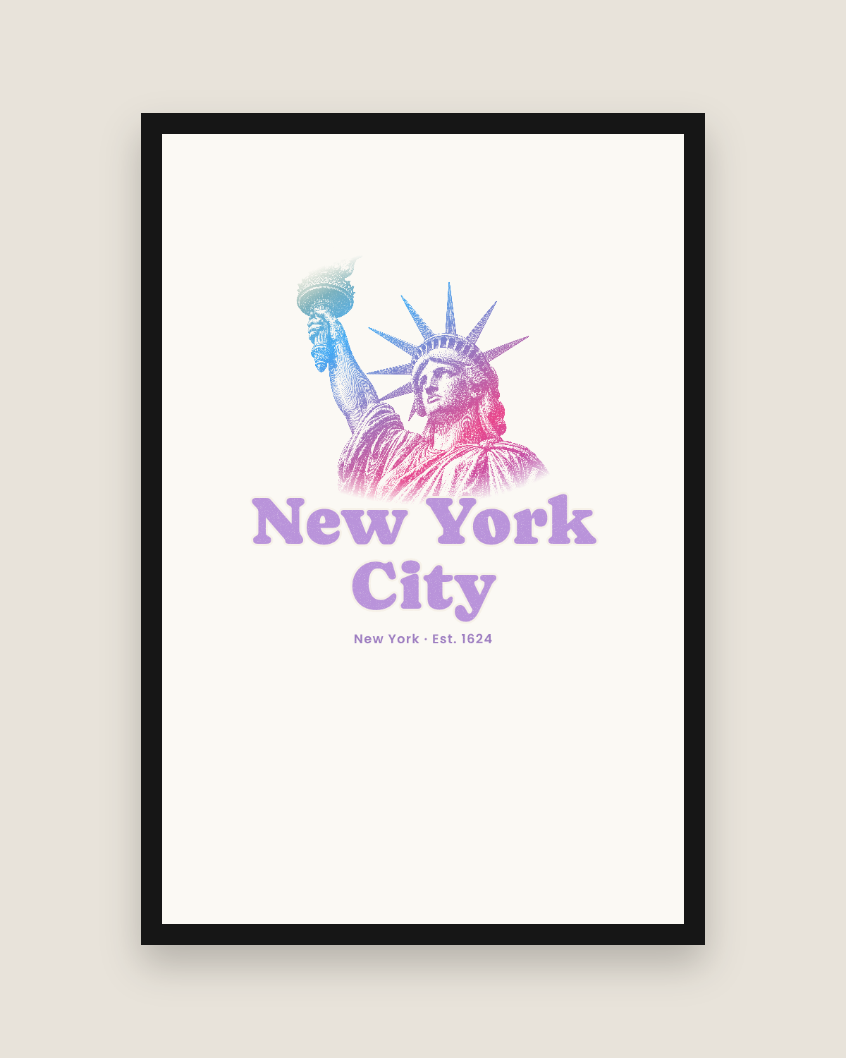 New York City Lady Liberty Matte Poster in White