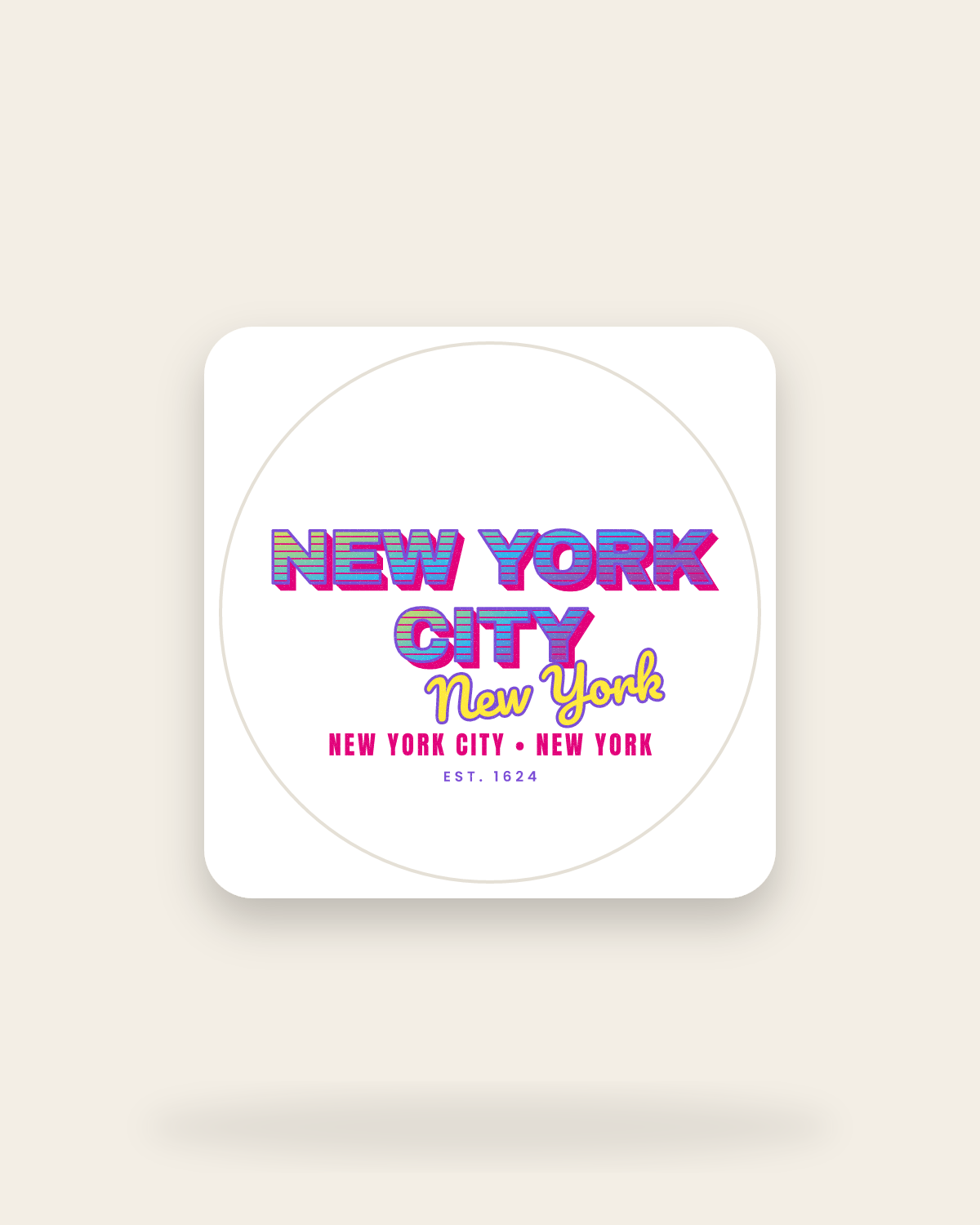 New York City Music TV Kiss-Cut Sticker in White