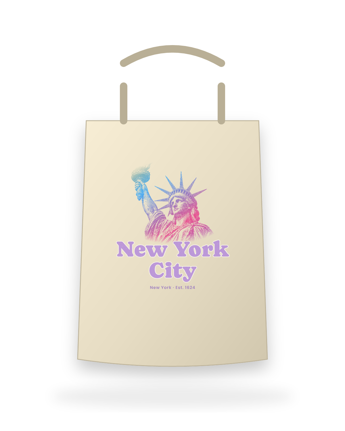 New York City Lady Liberty Canvas Tote in Beige