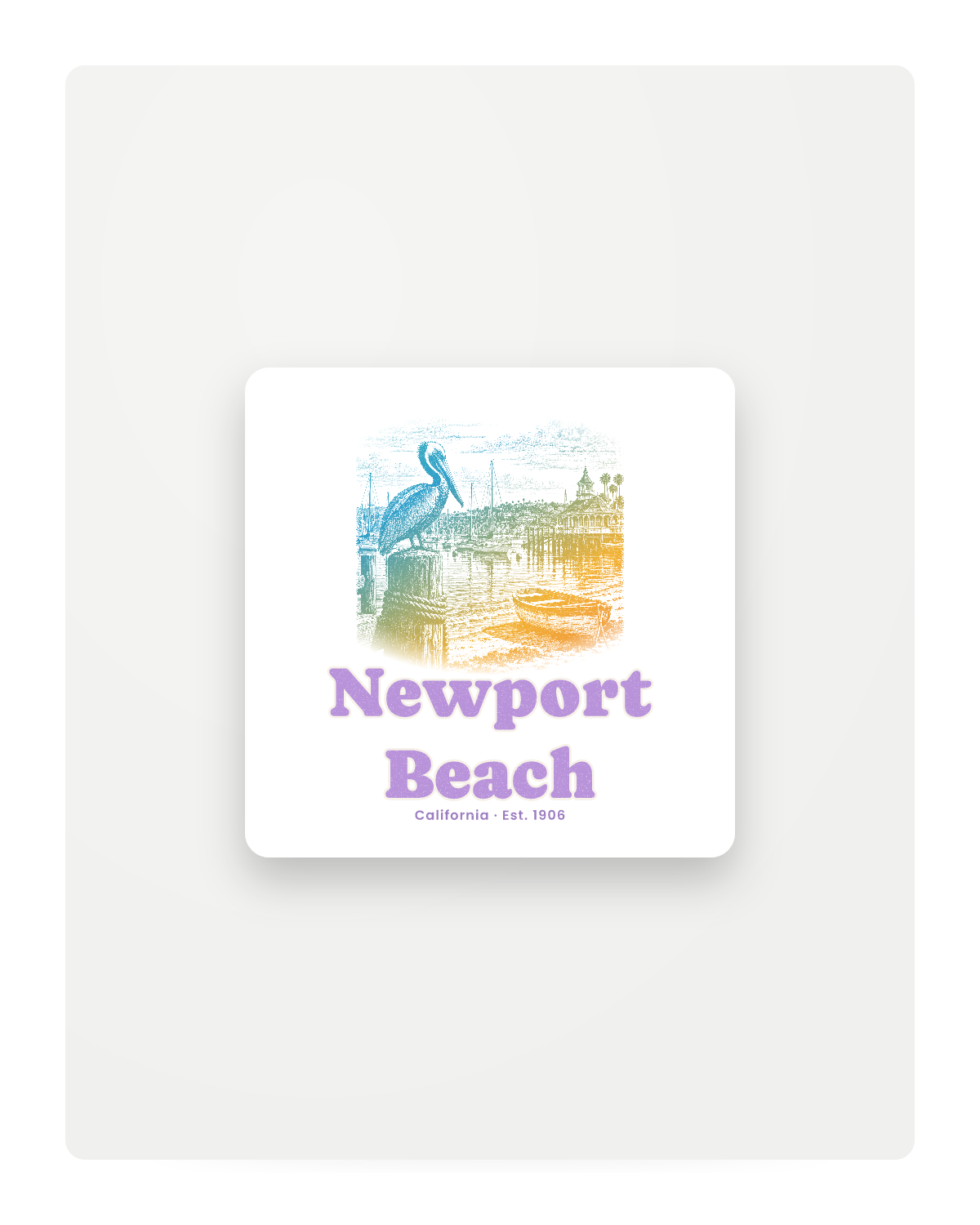 Newport Beach Harbor Pelican Fridge Magnet in White
