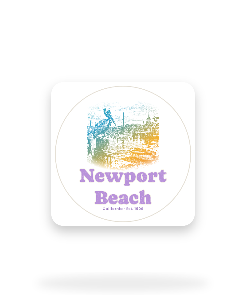 Newport Beach Harbor Pelican Kiss-Cut Sticker