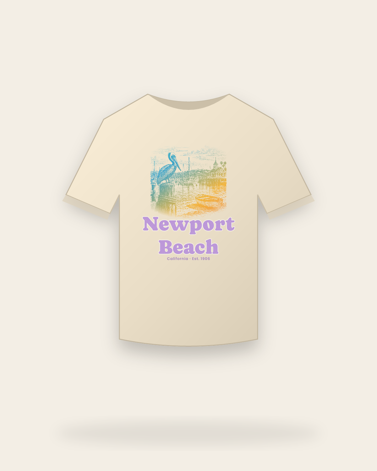 Newport Beach Harbor Pelican Organic Cotton Tee in Natural