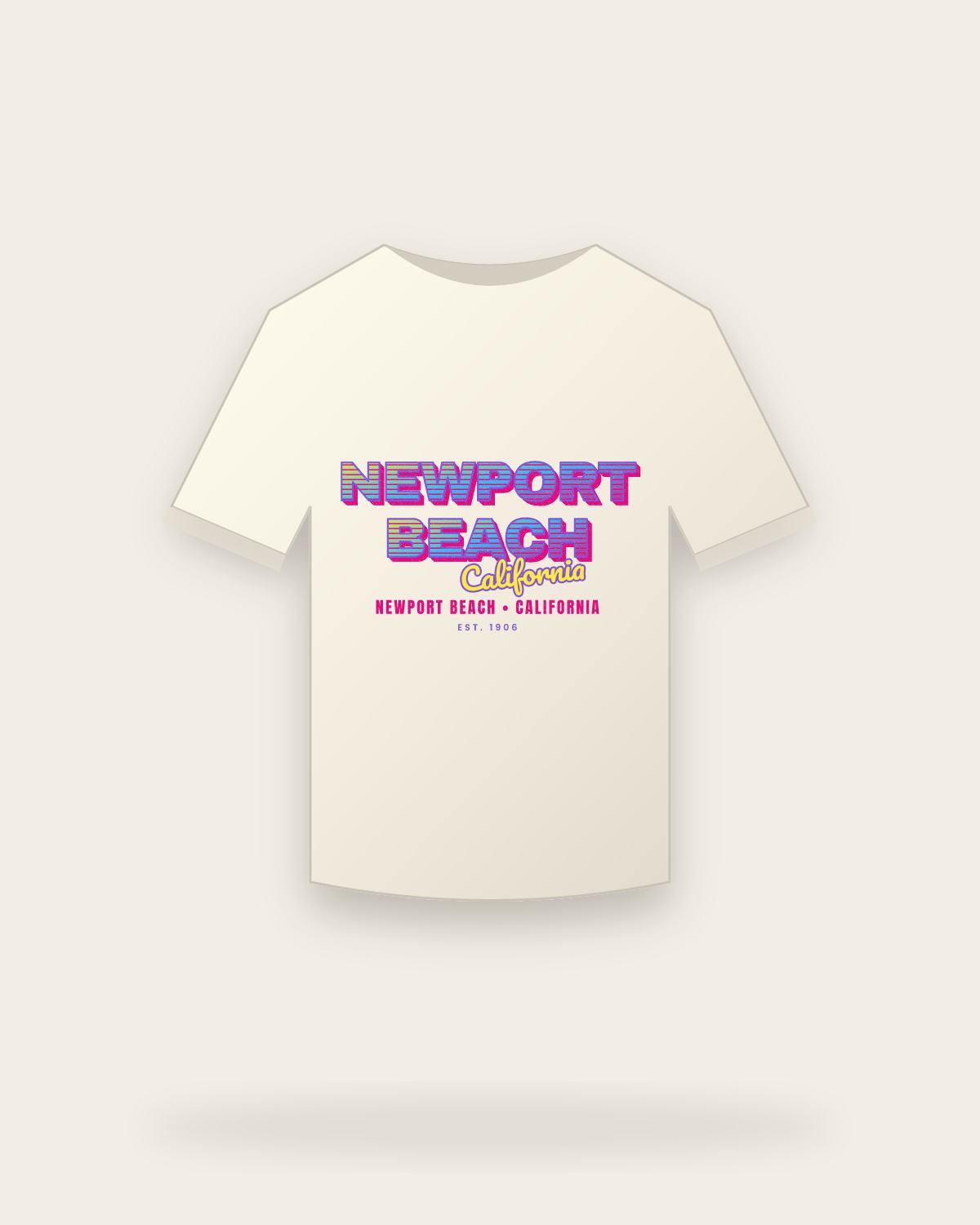 Newport Beach Music TV Vintage Wash Tee in Ivory