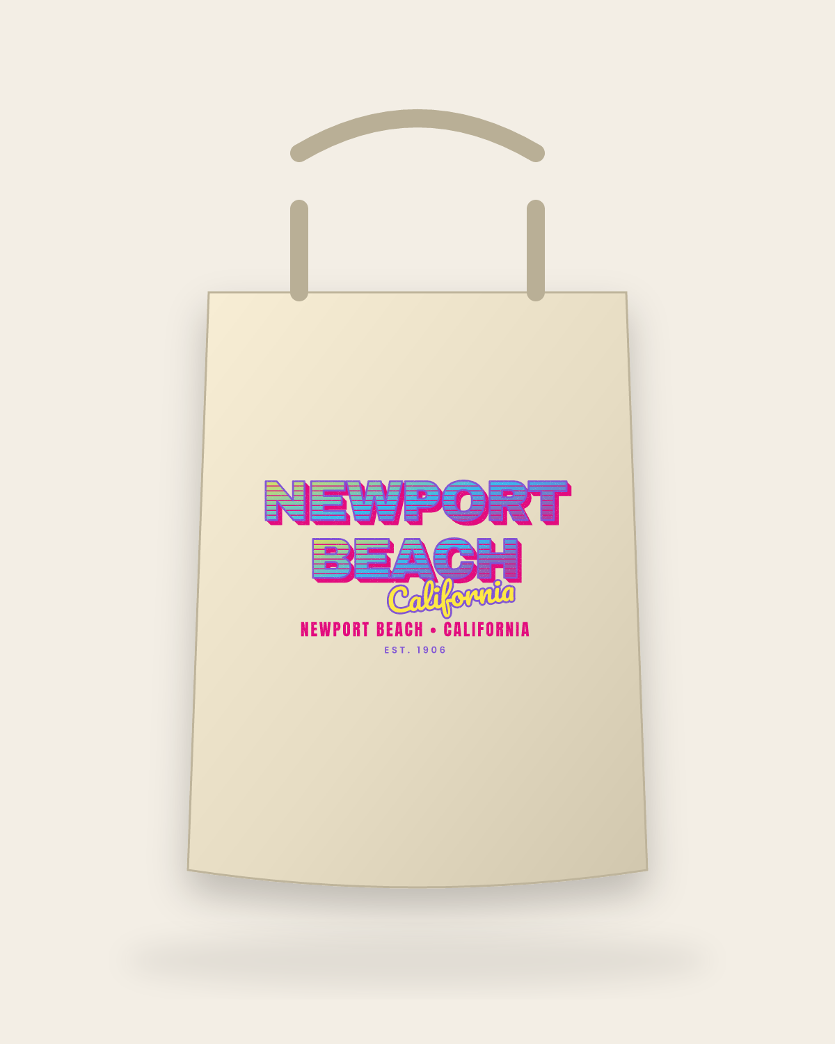 Newport Beach Music TV Canvas Tote in Beige