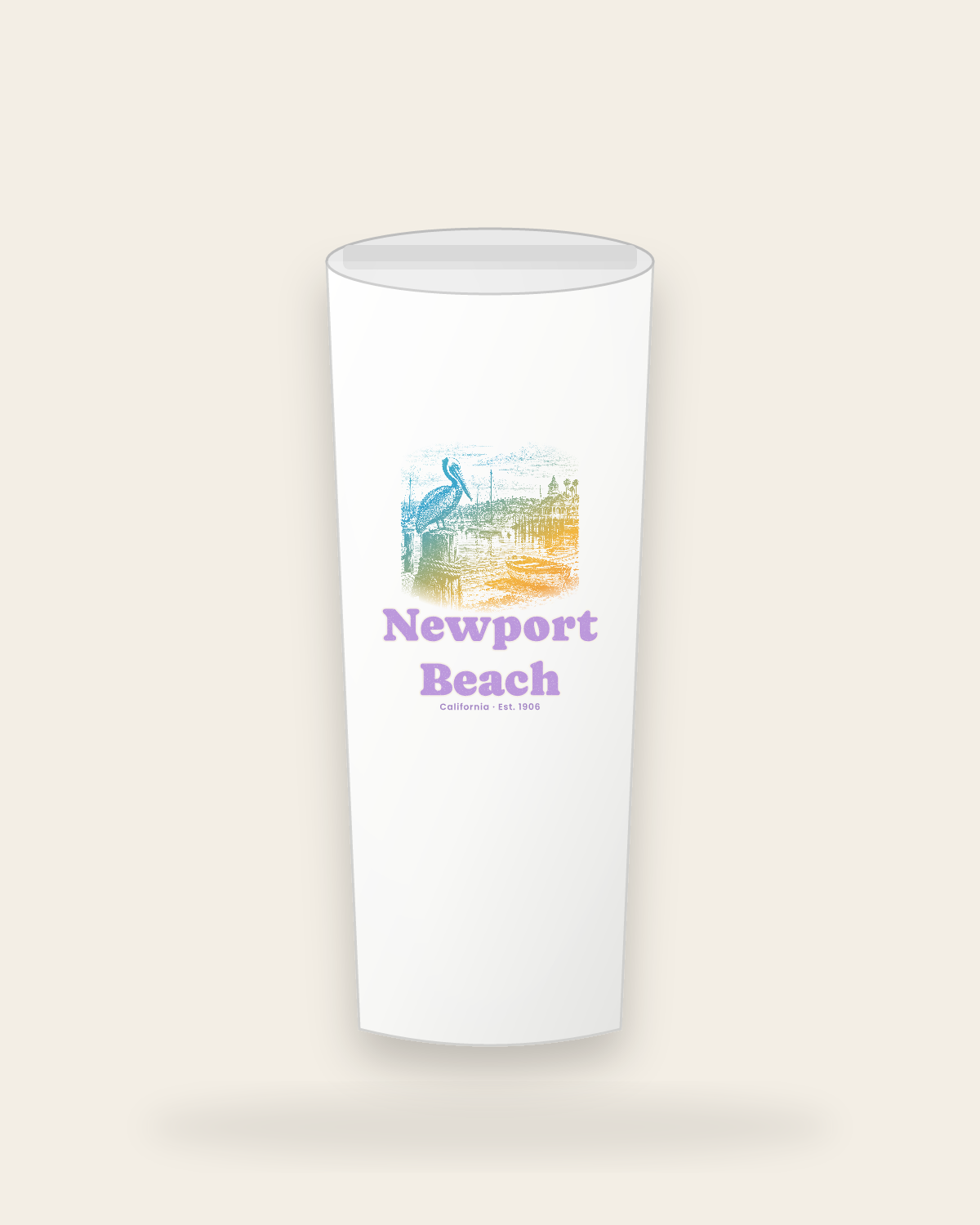 Newport Beach Harbor Pelican Insulated Tumbler 20oz in White
