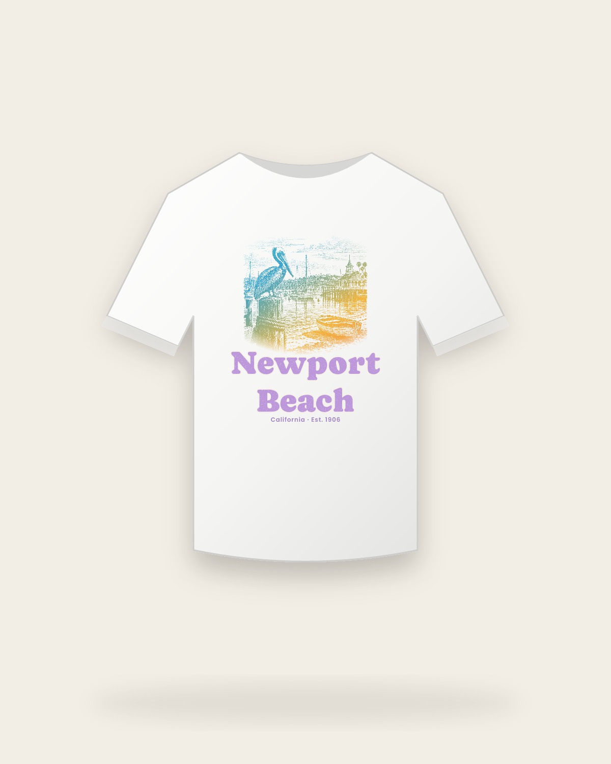 Newport Beach Harbor Pelican Youth Tee in White