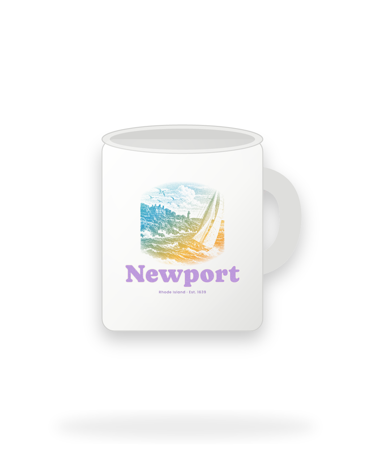 Newport Cliff Walk Sloop Ceramic Mug 11oz in White