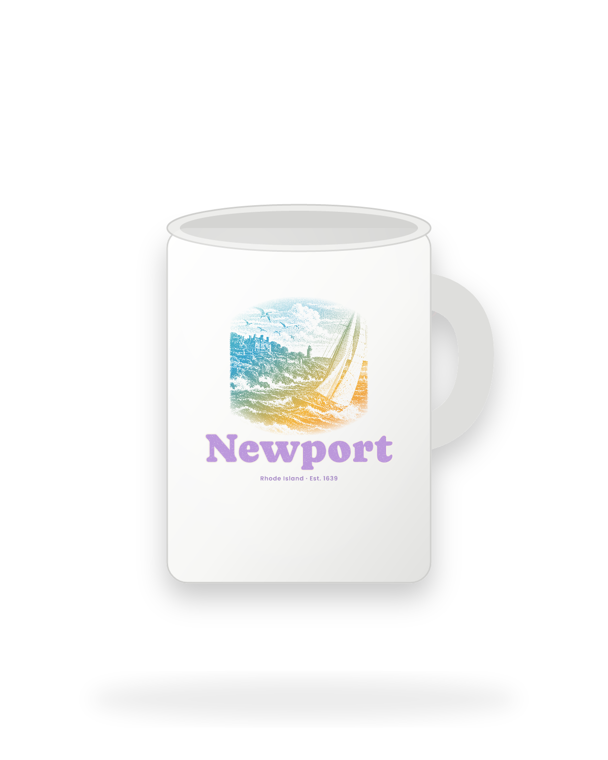 Newport Cliff Walk Sloop Ceramic Mug 15oz in White