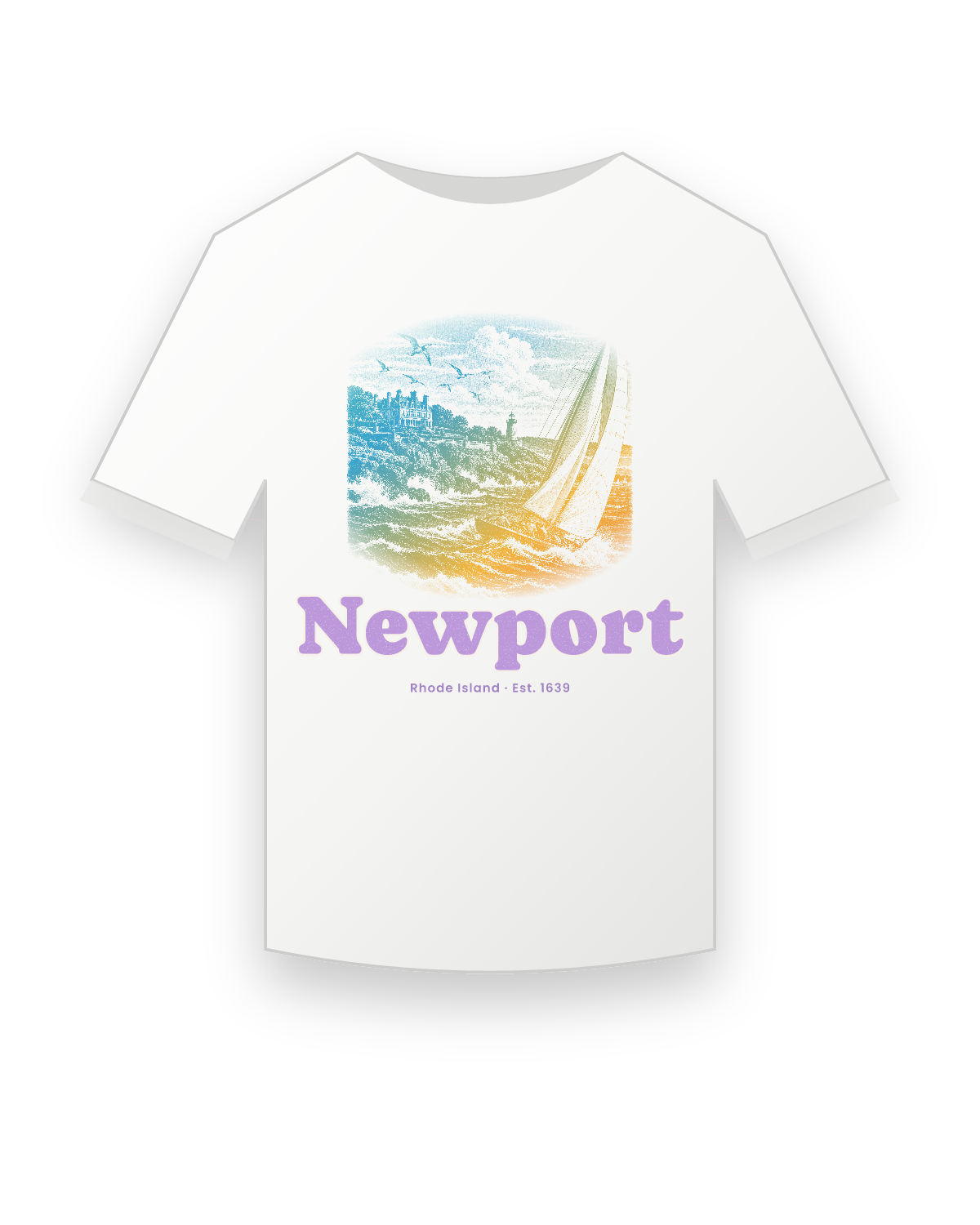 Newport Cliff Walk Sloop Youth Tee in White