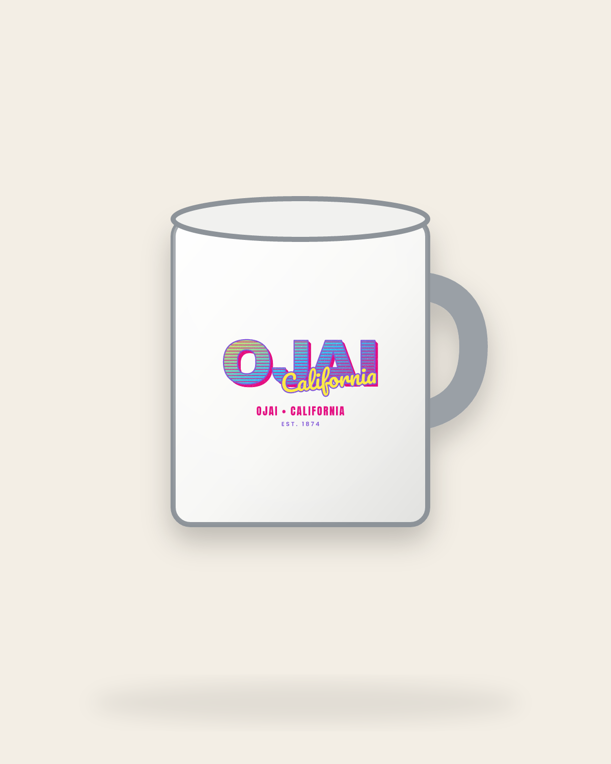 Ojai Music TV Enamel Camp Mug in White