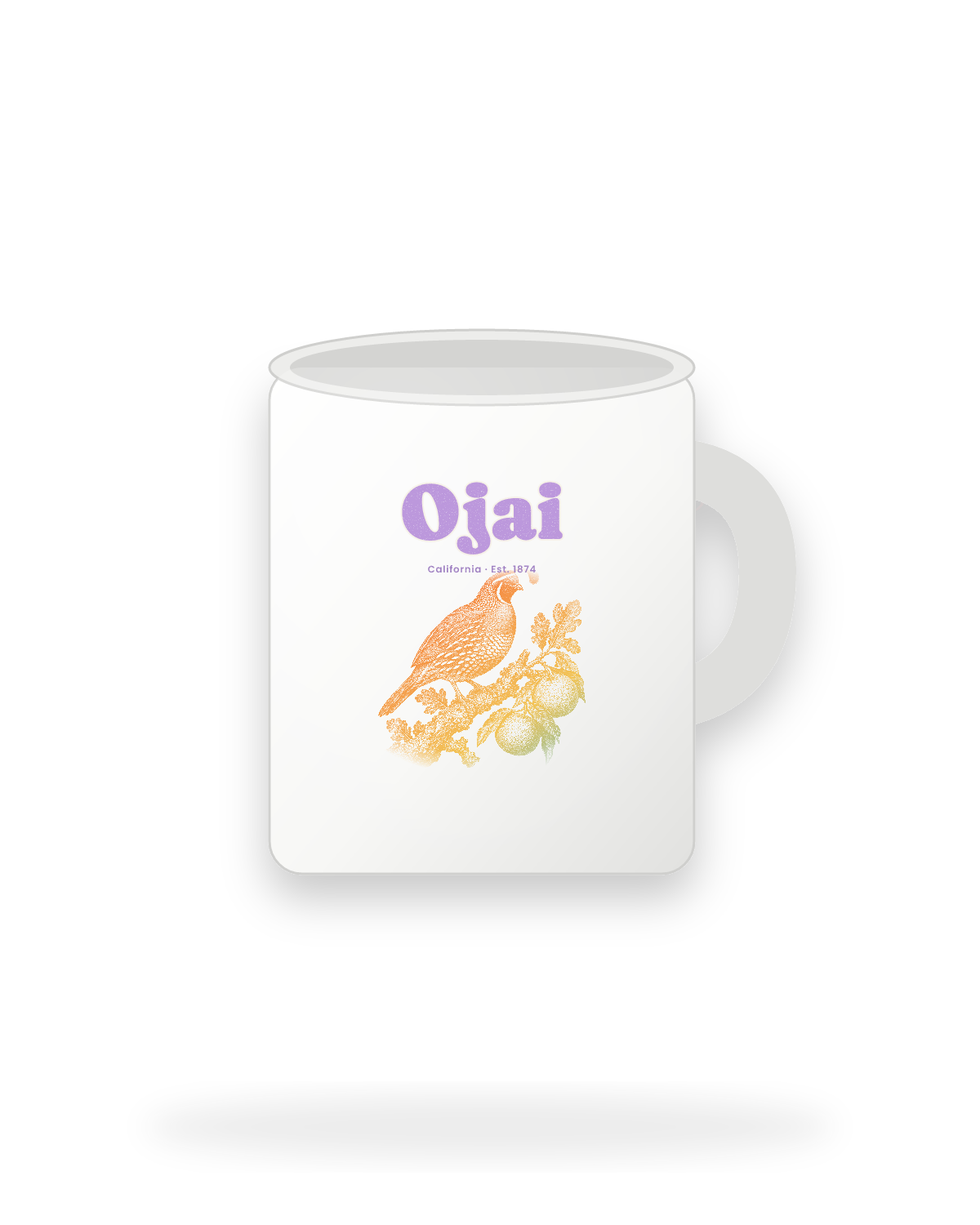 Ojai California Quail Ceramic Mug 11oz in White