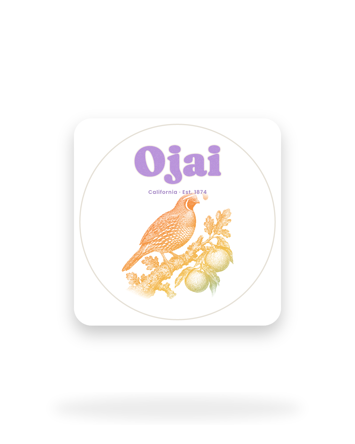 Ojai California Quail Kiss-Cut Sticker in White
