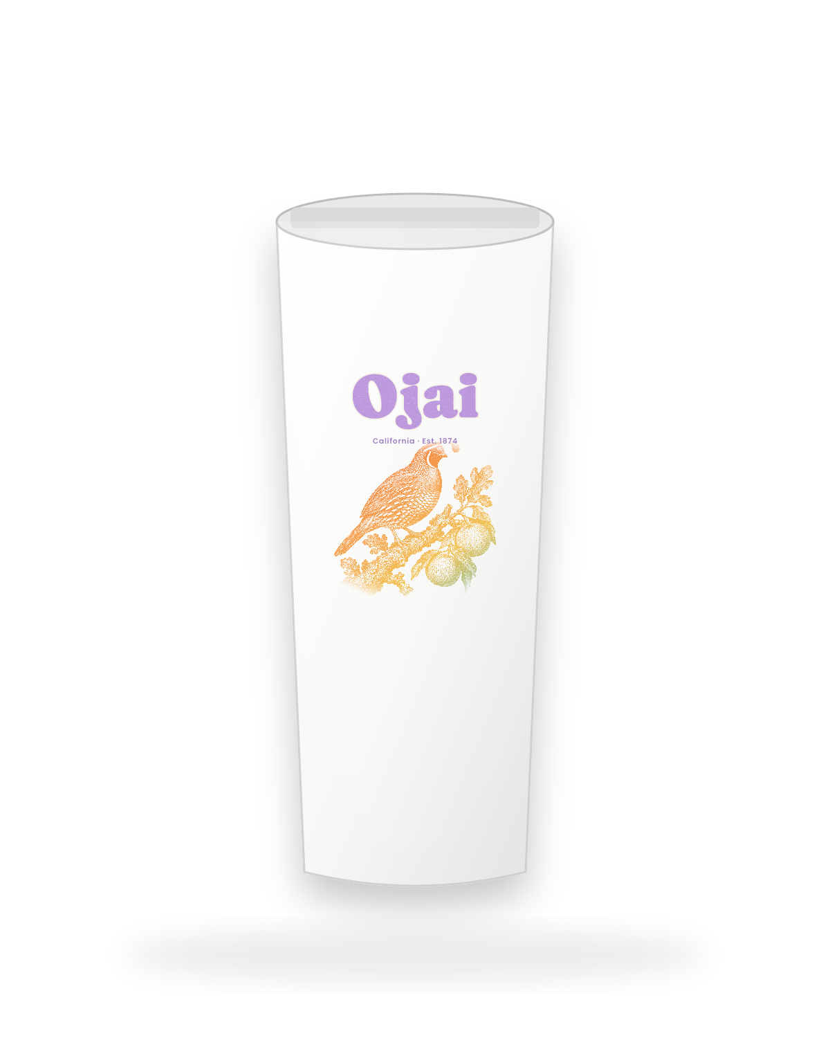 Ojai California Quail Insulated Tumbler 20oz in White
