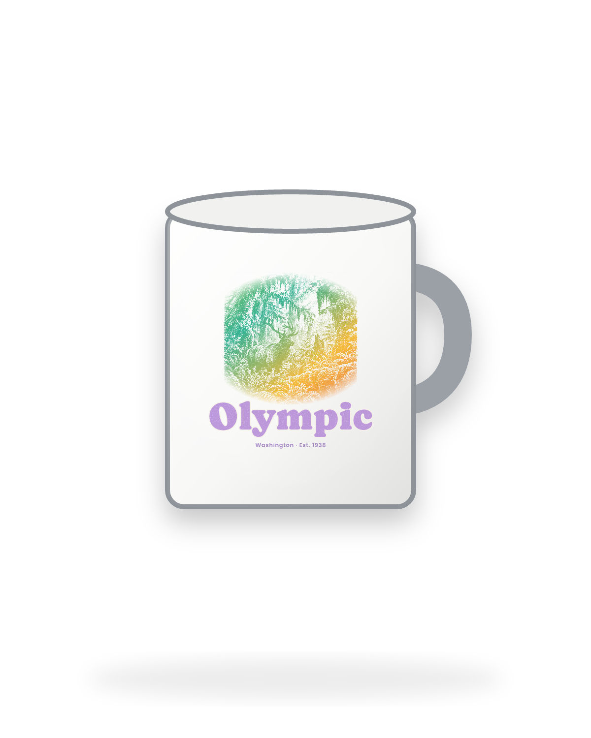 Olympic Hoh Rain Forest Elk Enamel Camp Mug in White