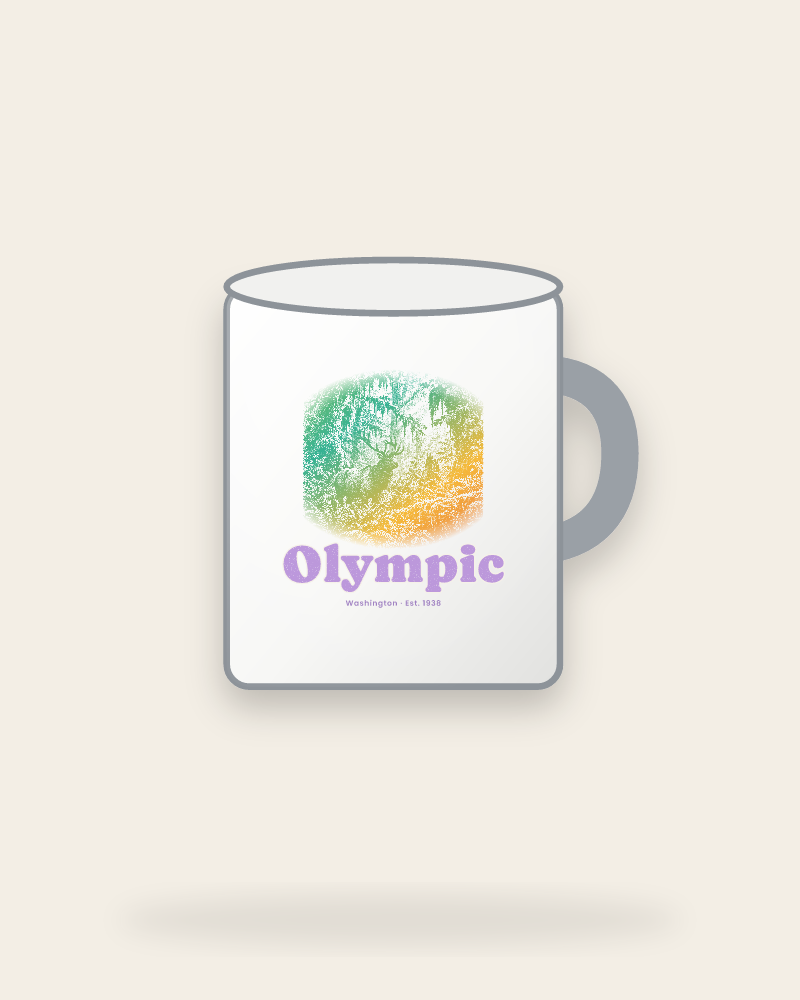 Olympic Hoh Rain Forest Elk Enamel Camp Mug