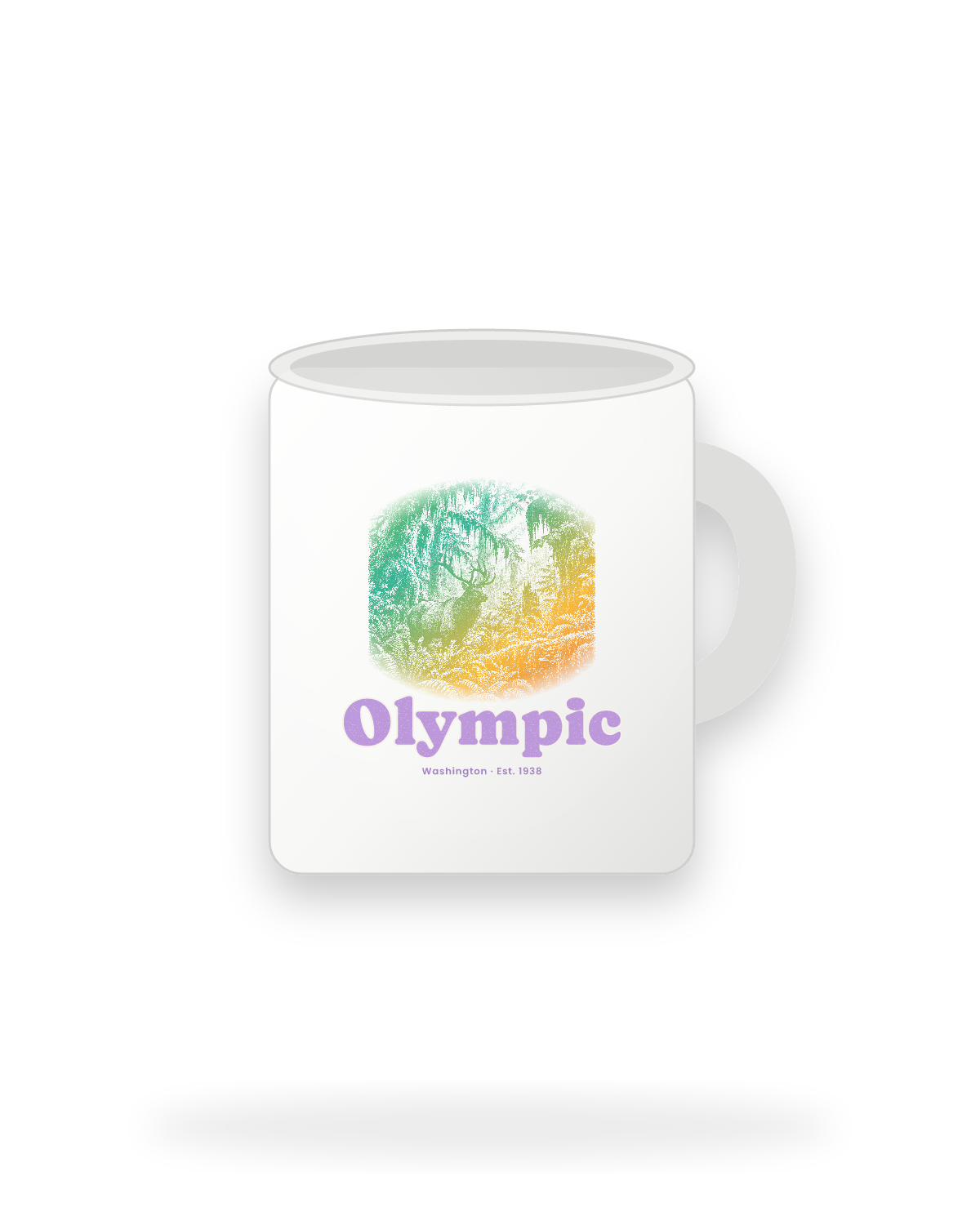 Olympic Hoh Rain Forest Elk Ceramic Mug 11oz in White