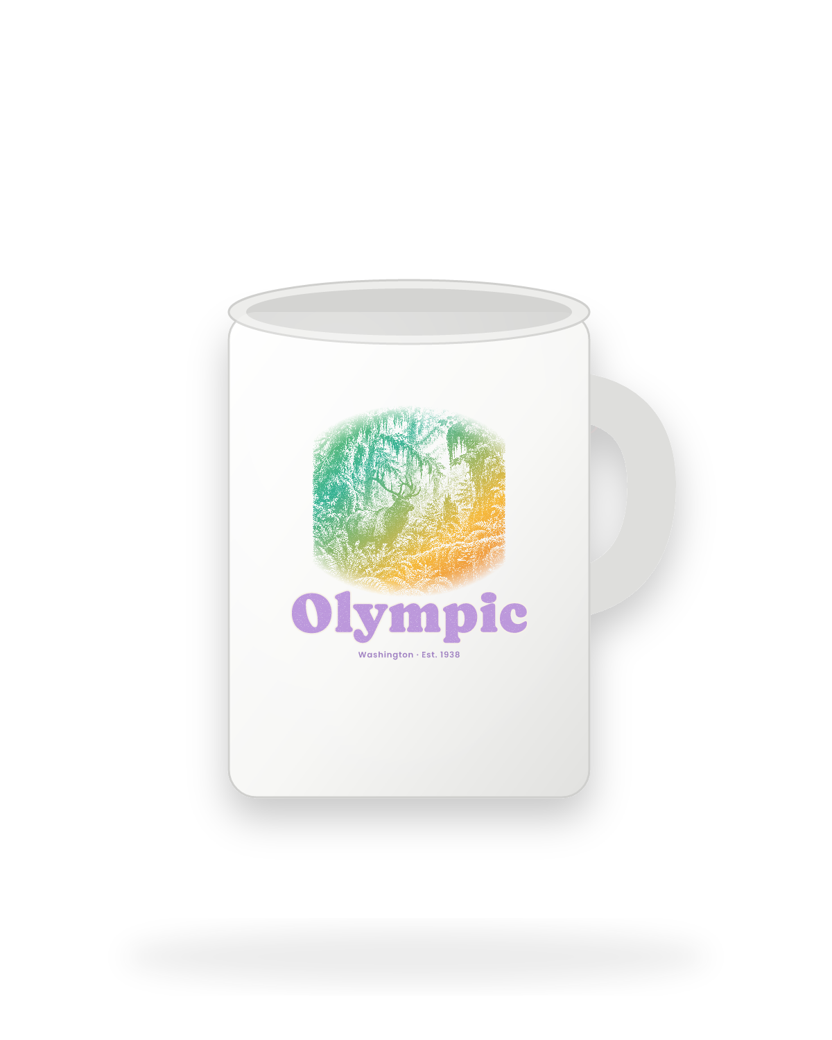 Olympic Hoh Rain Forest Elk Ceramic Mug 15oz in White