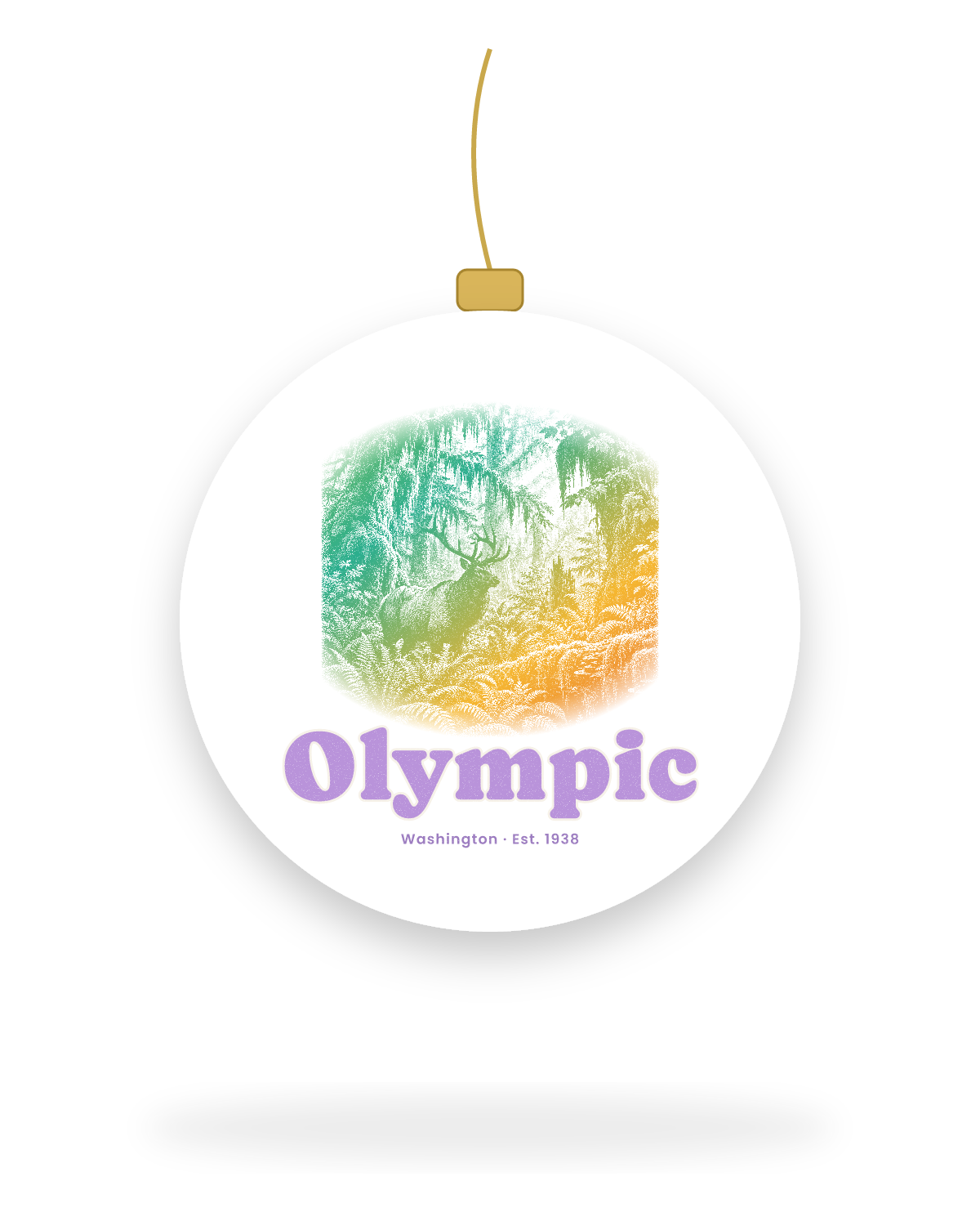 Olympic Hoh Rain Forest Elk Ceramic Ornament in White