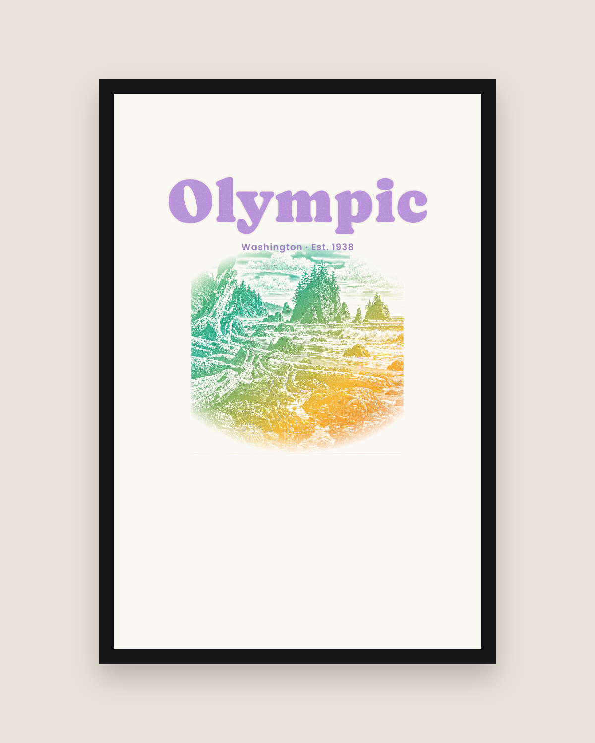 Olympic Ruby Beach Matte Poster in White