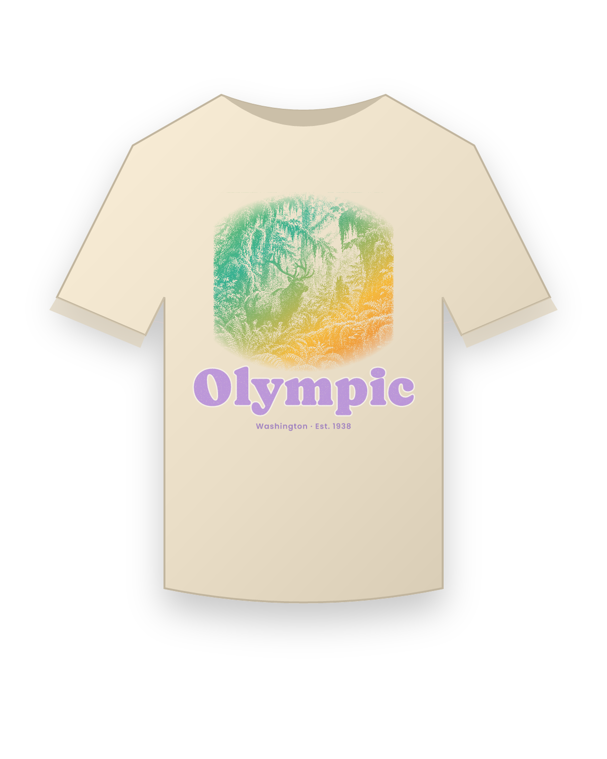 Olympic Hoh Rain Forest Elk Organic Cotton Tee in Natural