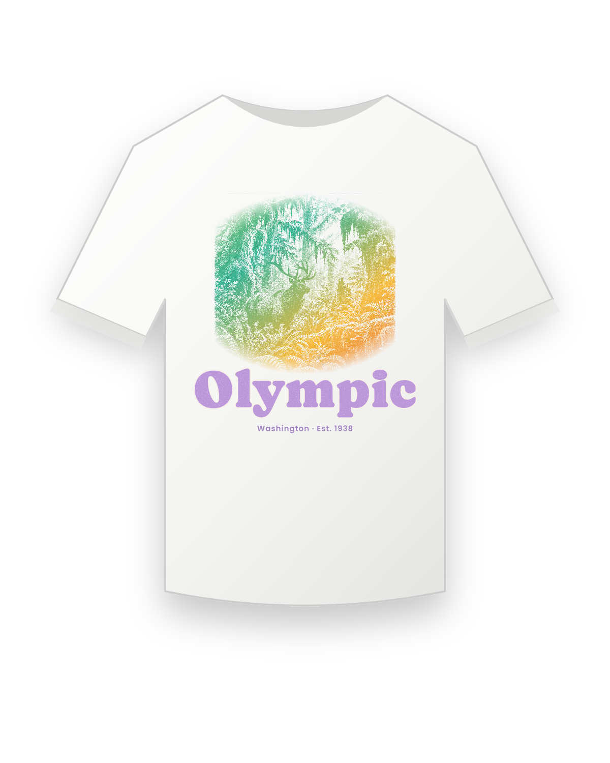 Olympic Hoh Rain Forest Elk Youth Tee in White