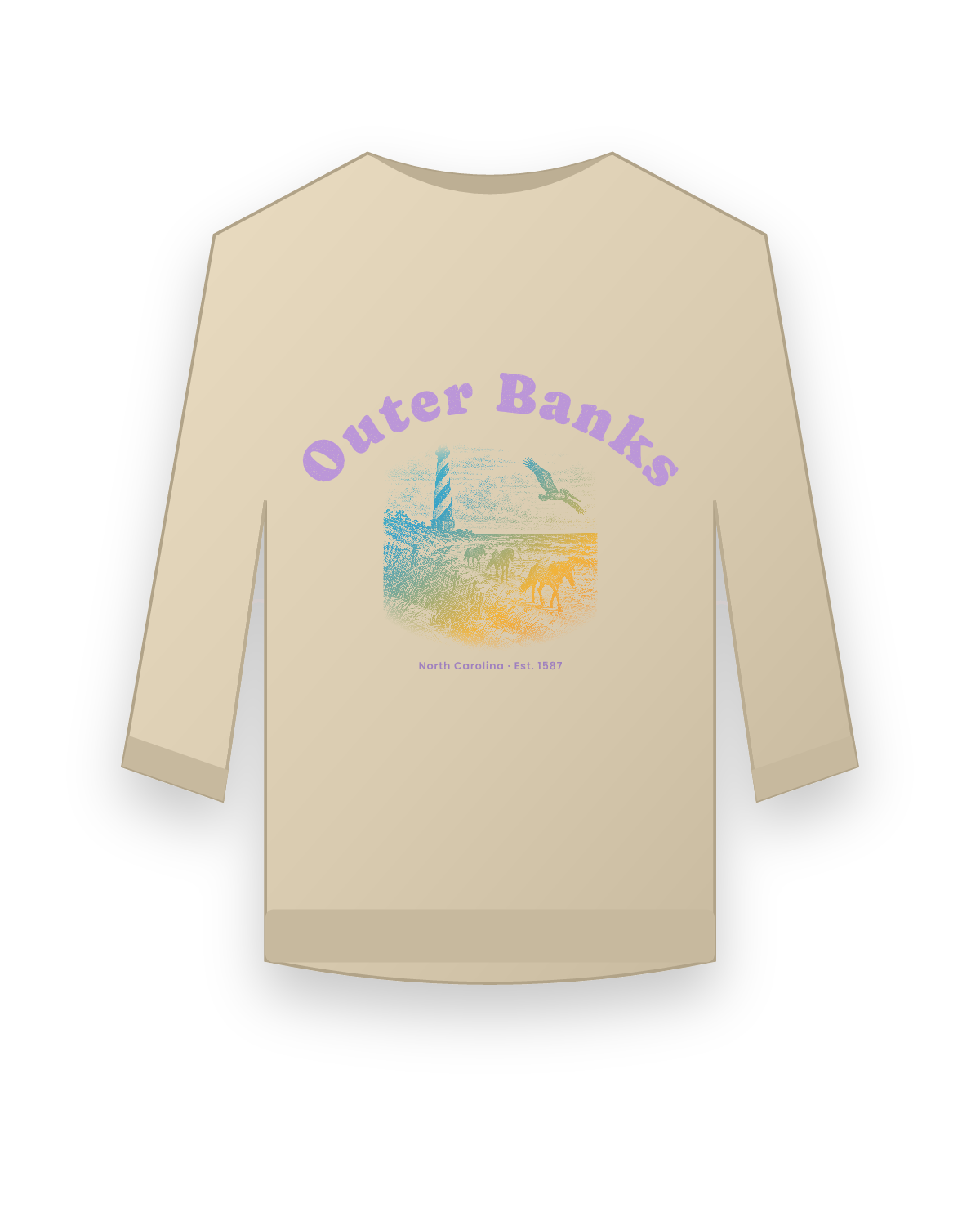 Outer Banks Hatteras Light Crewneck Sweatshirt in Sand