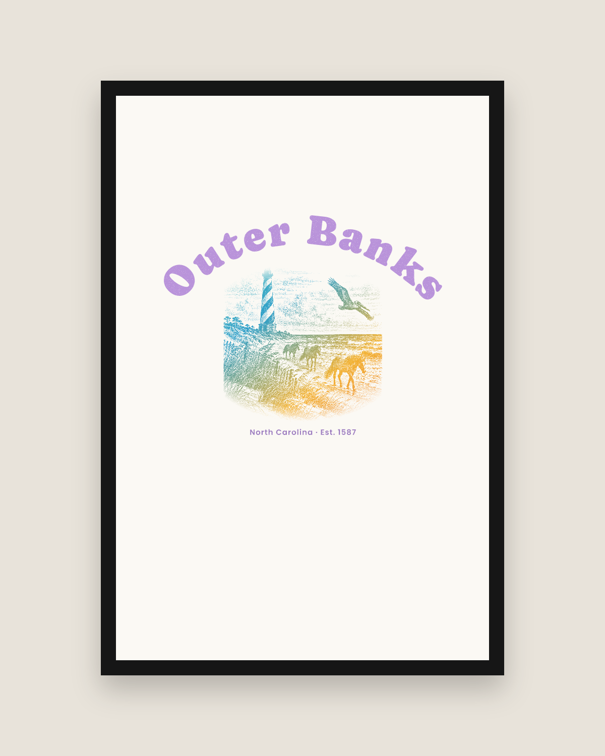 Outer Banks Hatteras Light Matte Poster in White