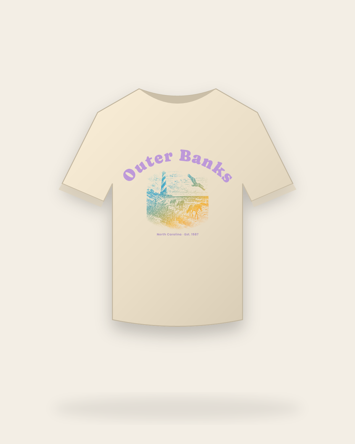 Outer Banks, NC Hatteras Light Classic Tee in Natural