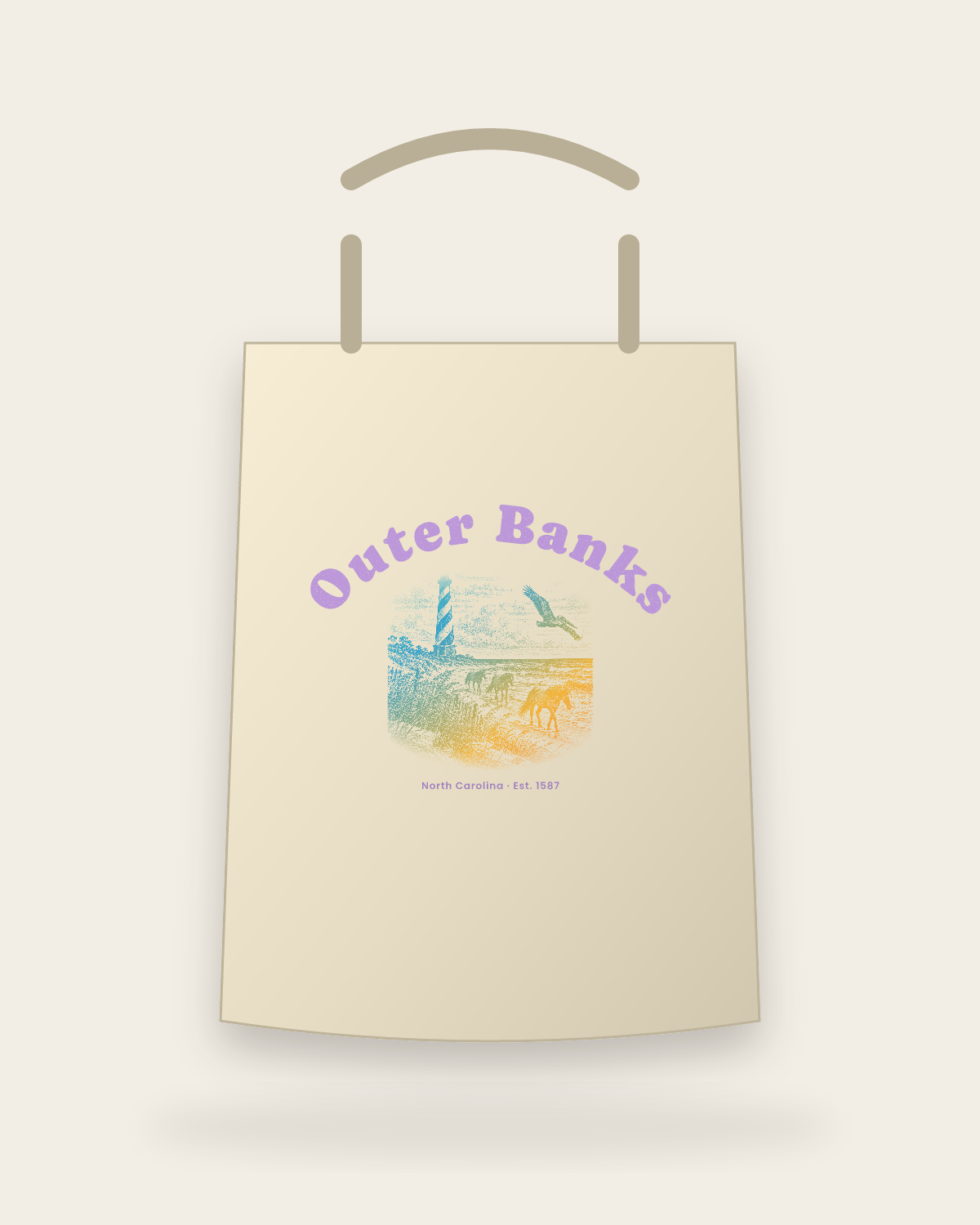 Outer Banks Hatteras Light Canvas Tote in Beige